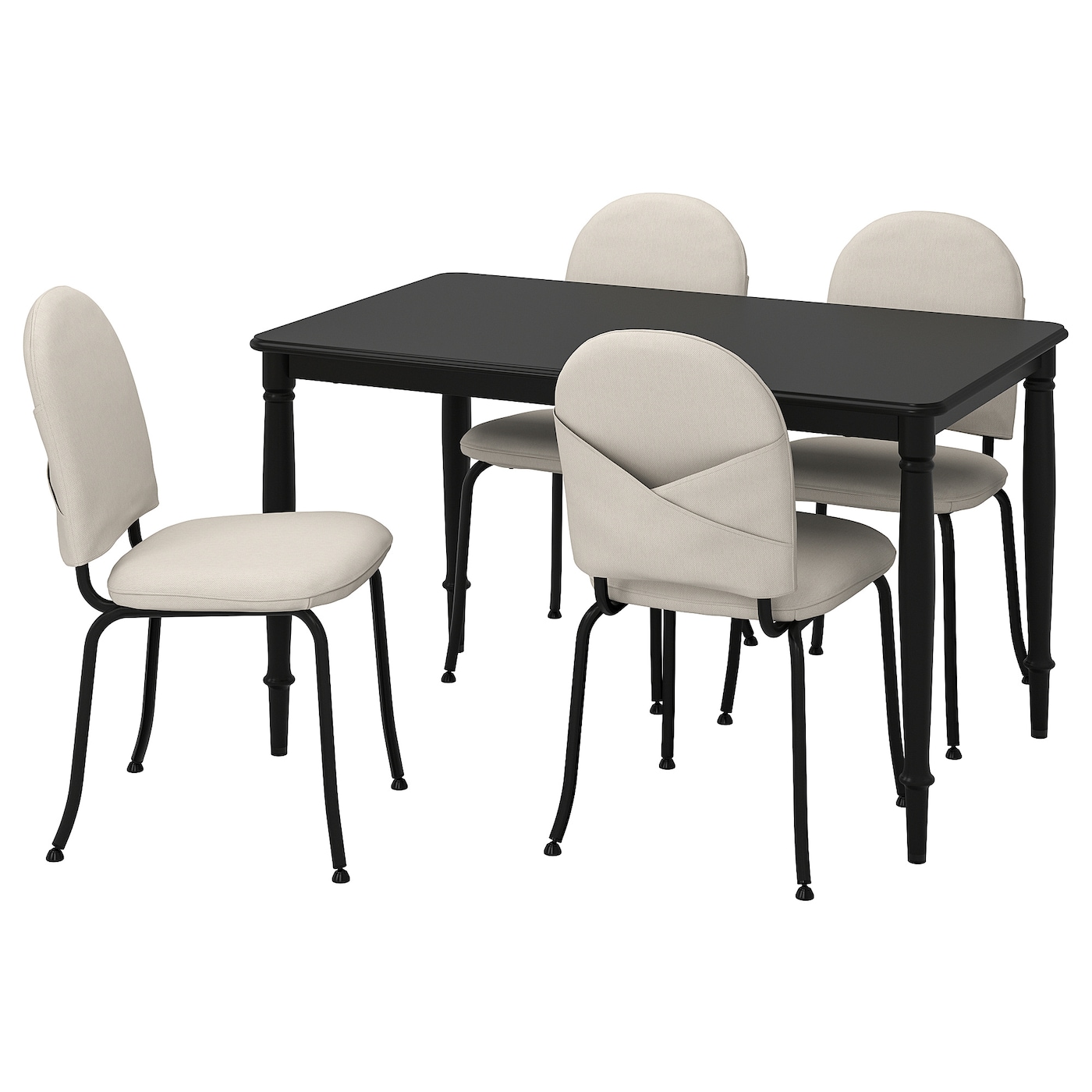 IKEA DANDERYD / EBBALYCKE stół i 4 krzesła, czarny/Idekulla beżowy, 130 cm