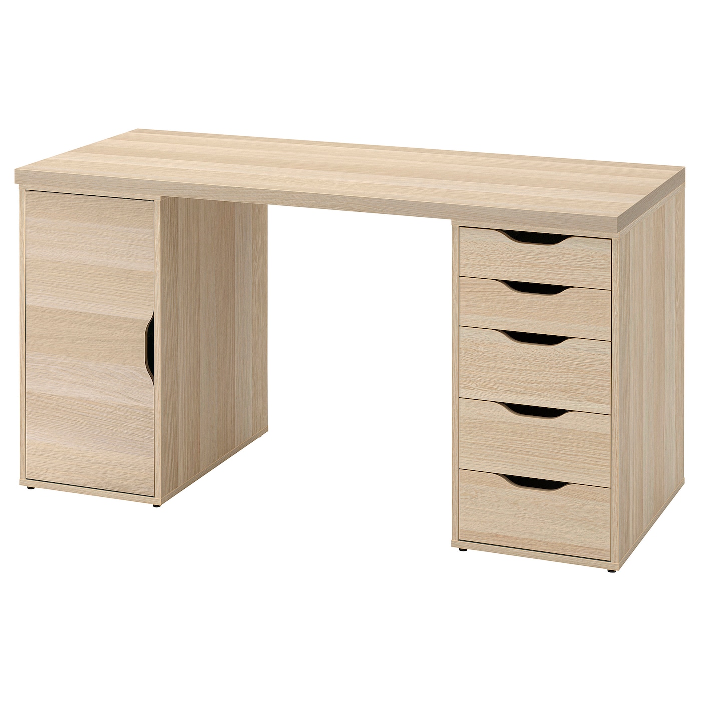 IKEA LAGKAPTEN / ALEX biurko, biała bejca/imit. dębu biały, 140x60 cm