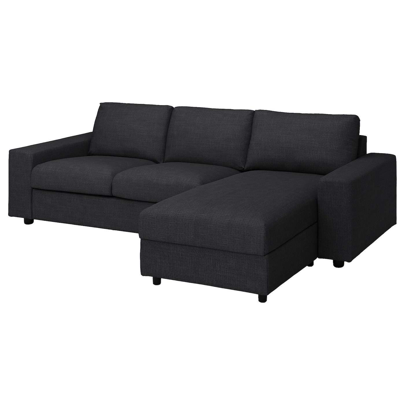 IKEA VIMLE sofa 3-osobowa z szezlongiem, z szerokimi podłokietnikami/Hillared antracyt, Wysokość z poduchami oparcia: 83 cm