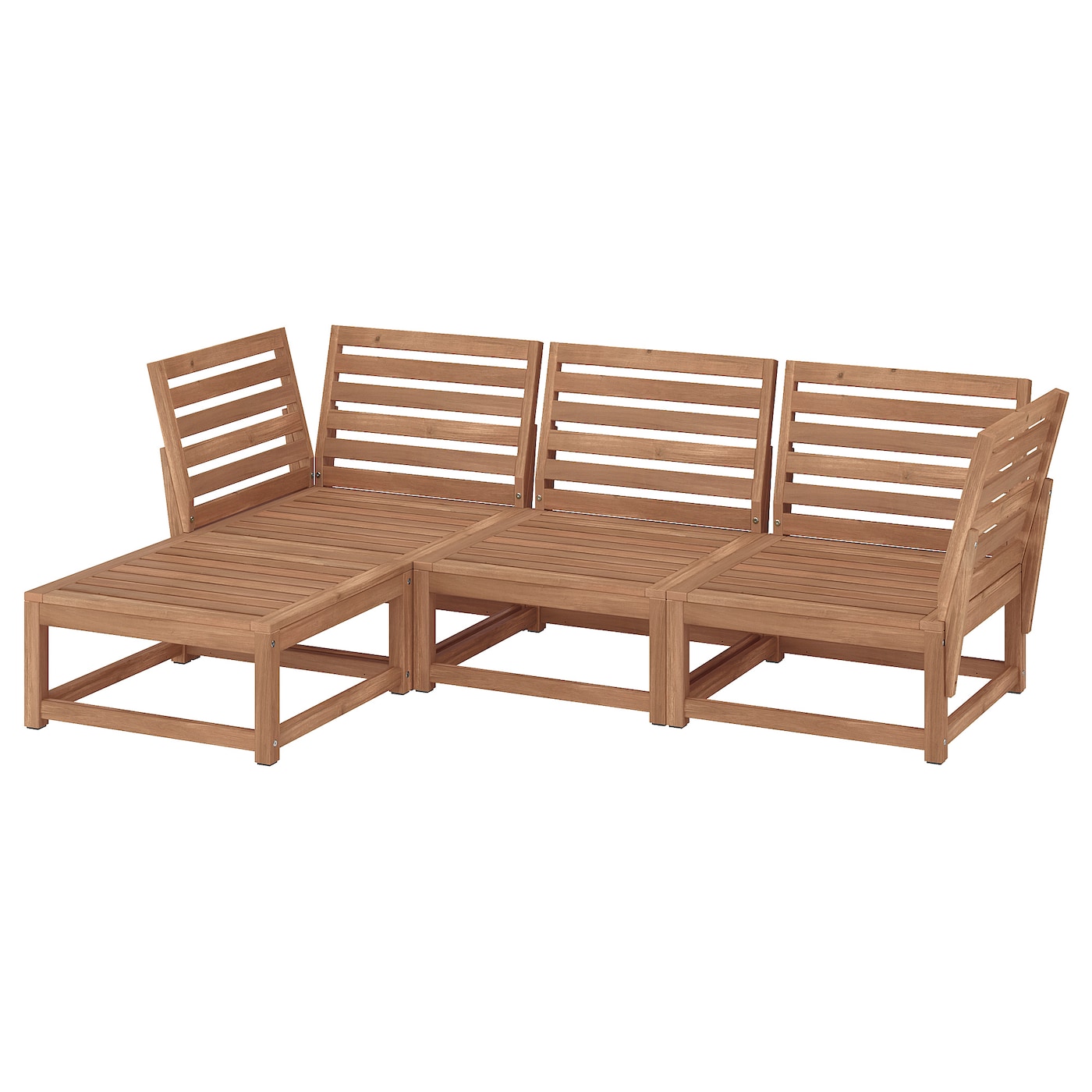 IKEA NÄMMARÖ 3-osobowa sofa modułowa, zewn, z podnóżkiem bejca jasnobrązowa, Szerokość: 210 cm