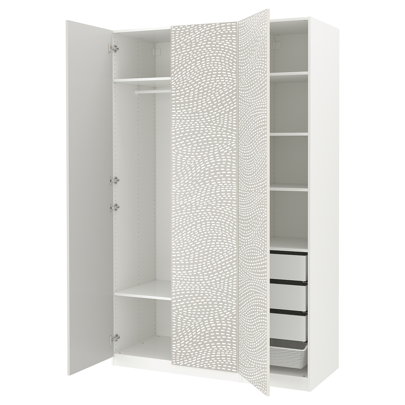 IKEA PAX / MISTUDDEN kombinacja szafy, biały/szary wzór, 150x60x236 cm