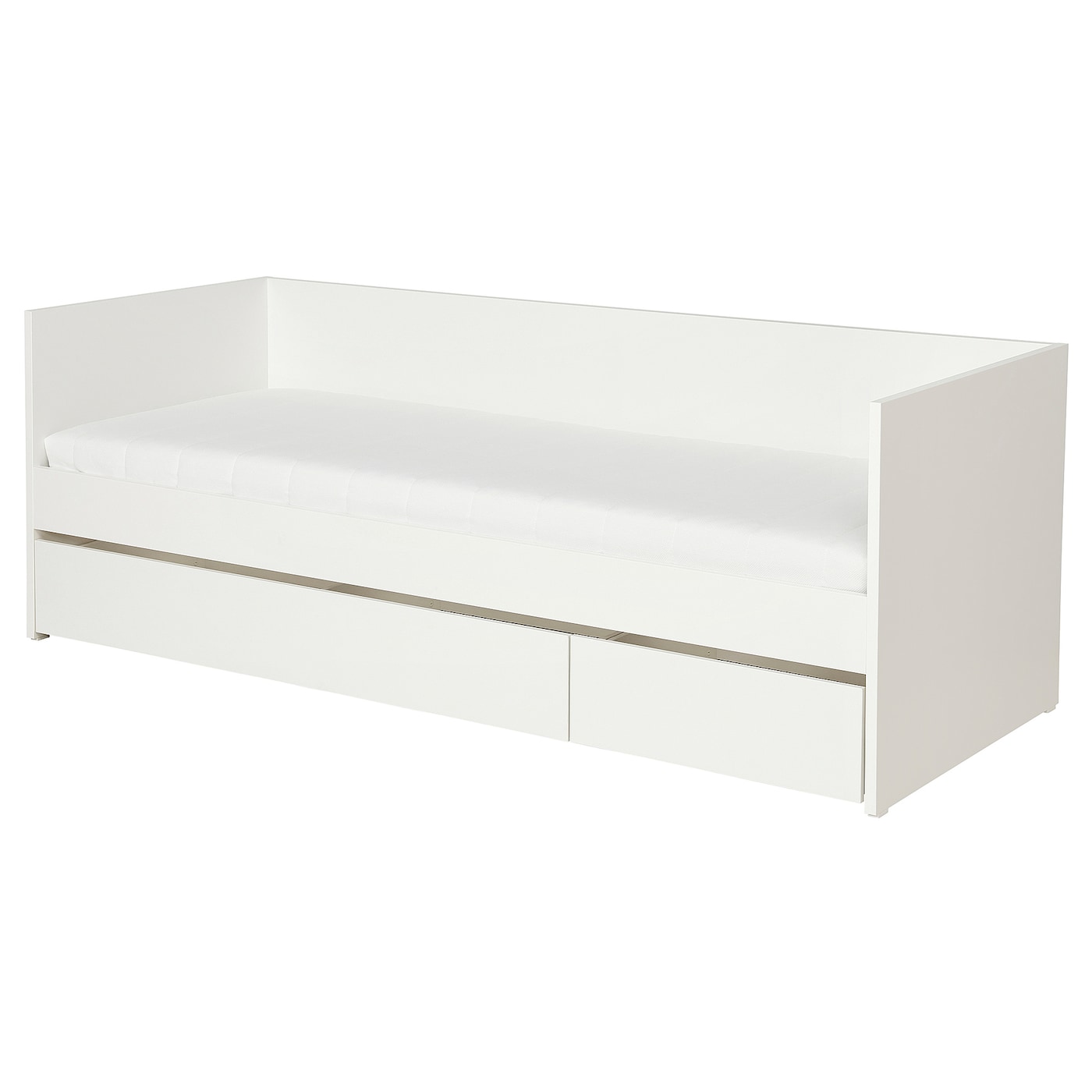 IKEA VIHALS leżanka z szufladami/1 materac, biały/Åfjäll twardy, 80x200 cm