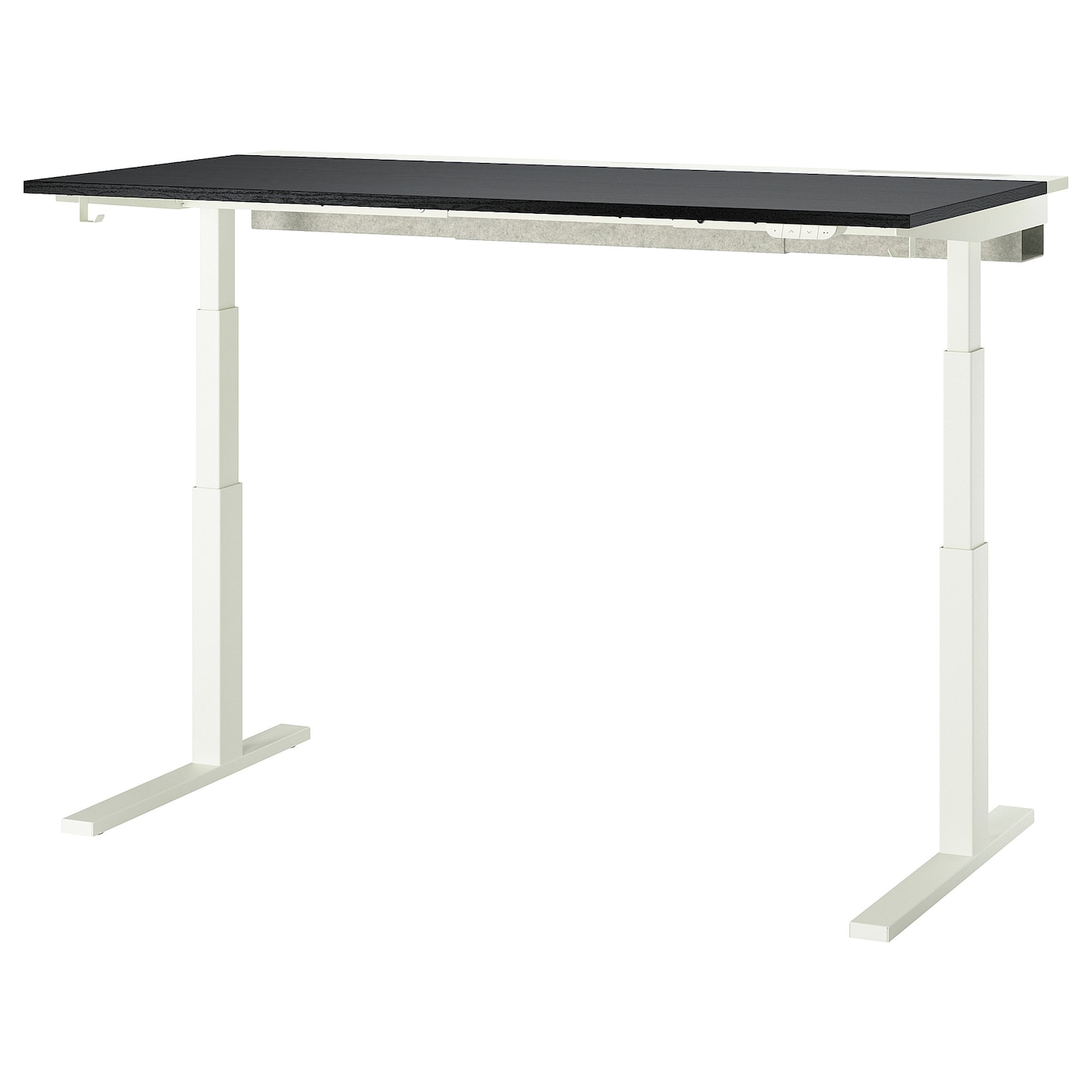 IKEA MITTZON biurko z regulacją wysokości, elektryczny okl jesionowa bejcowana na czarno/biały, 160x80 cm