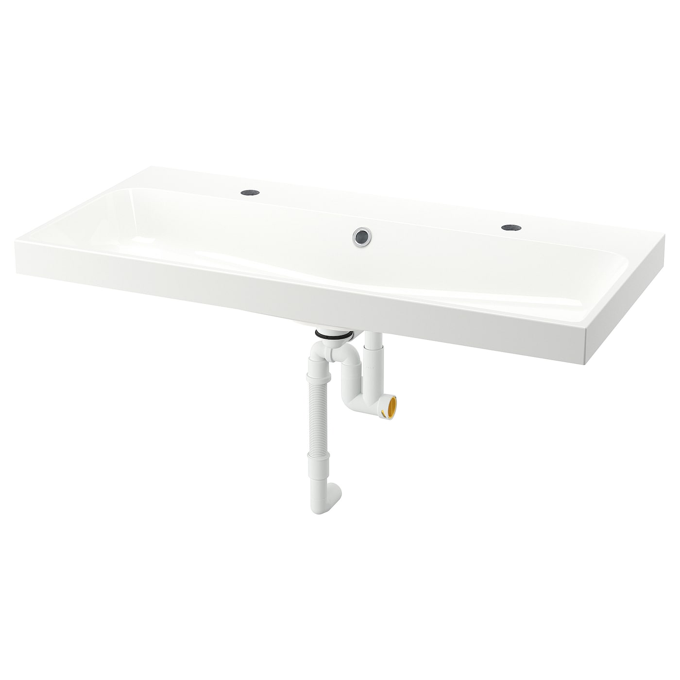 IKEA BACKSJÖN umywalka z syfonem, biały, 100x48 cm