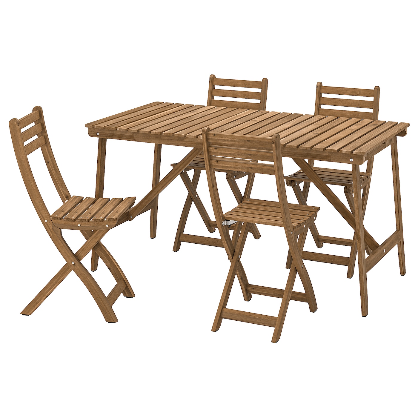 IKEA ASKHOLMEN stół+4 krzesła składane, ogrodowe, ciemnobrązowy, 143x75 cm