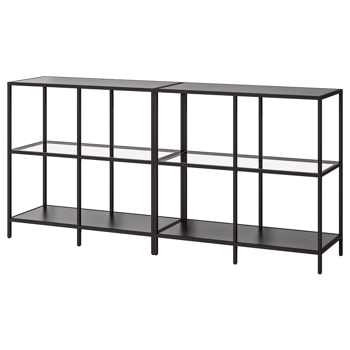 IKEA VITTSJÖ regał, czarnybrąz/szkło, 200x36x93 cm
