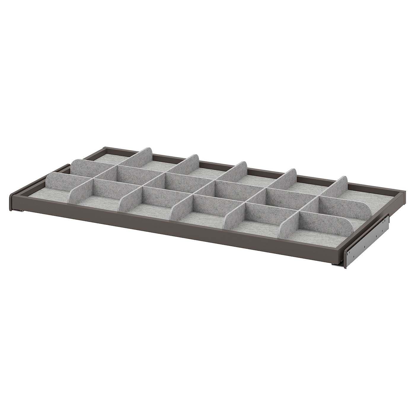 IKEA KOMPLEMENT wysuwana półka z przegrodą, ciemnoszary/jasnoszary, 100x58 cm