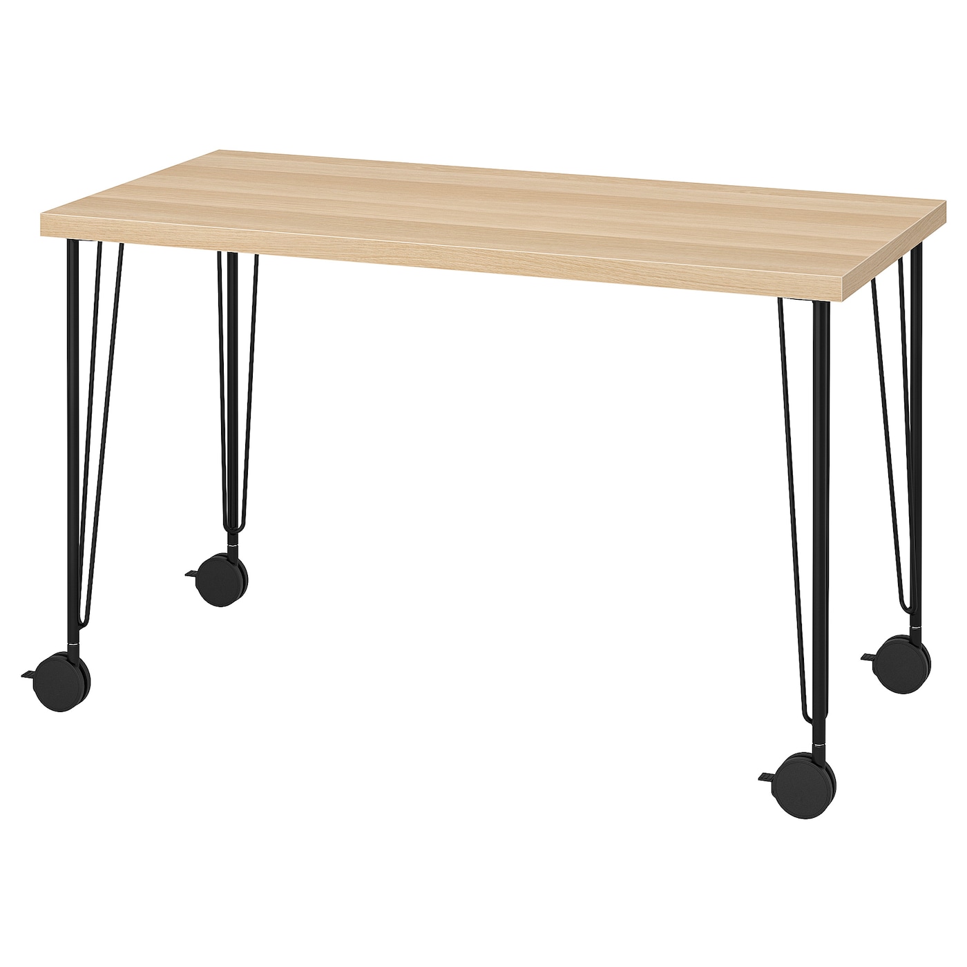 IKEA LAGKAPTEN / KRILLE biurko, imitacja dębu bejcowanego na biało/czarny, 120x60 cm