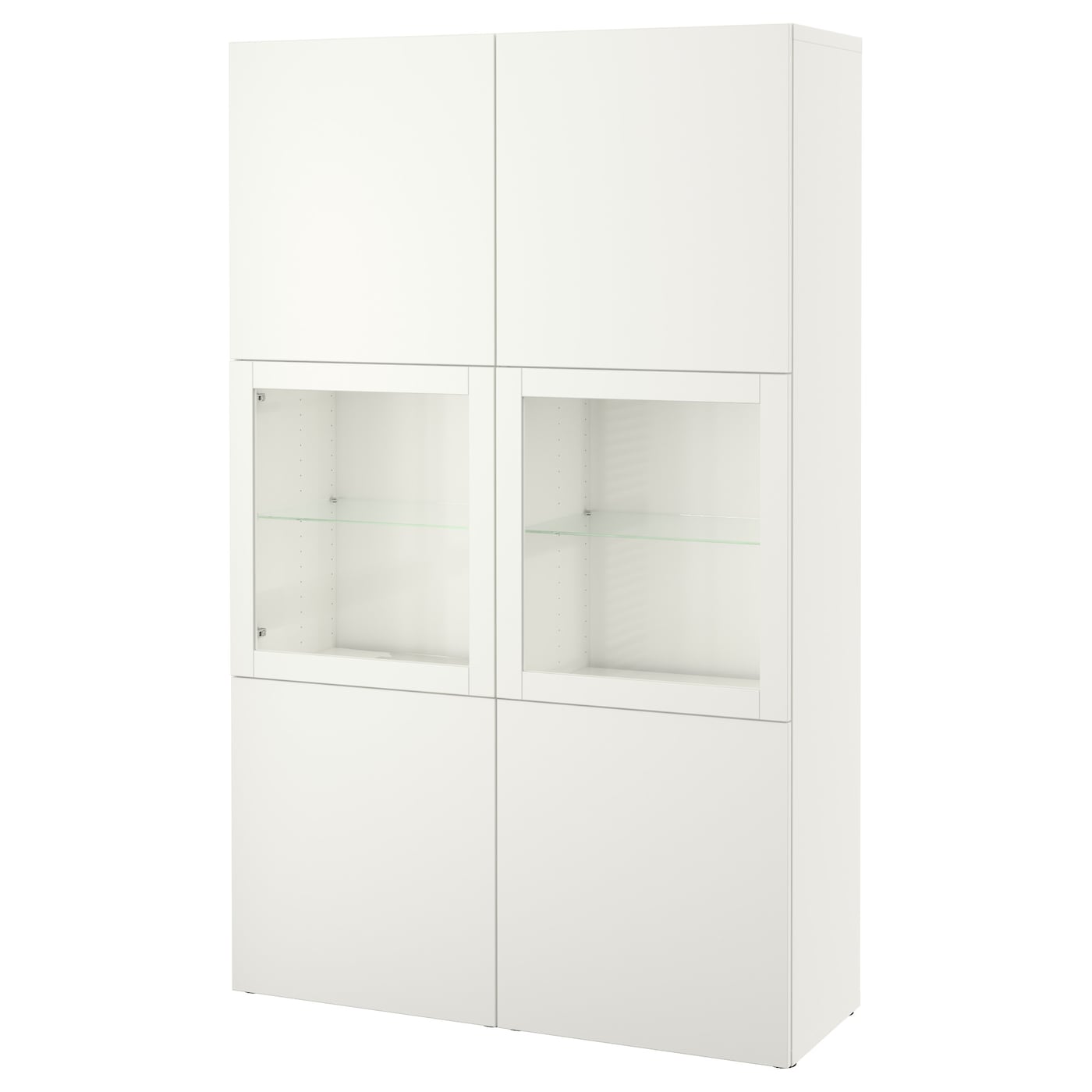 IKEA BESTÅ regał/szklane drzwi, biały Lappviken/Sindvik białe szkło przezroczyste, 120x42x193 cm