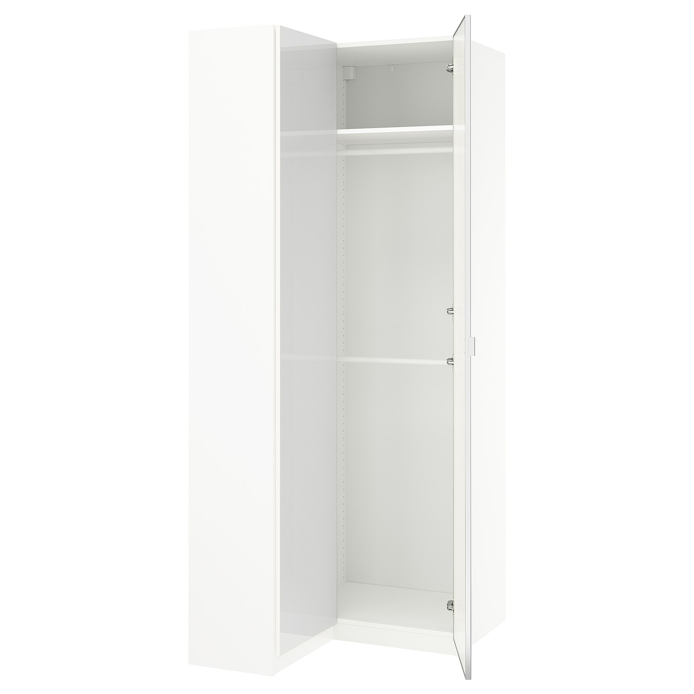 IKEA PAX / FARDAL/ÅHEIM szafa narożna, połysk biały/lustro, 110/88x236 cm