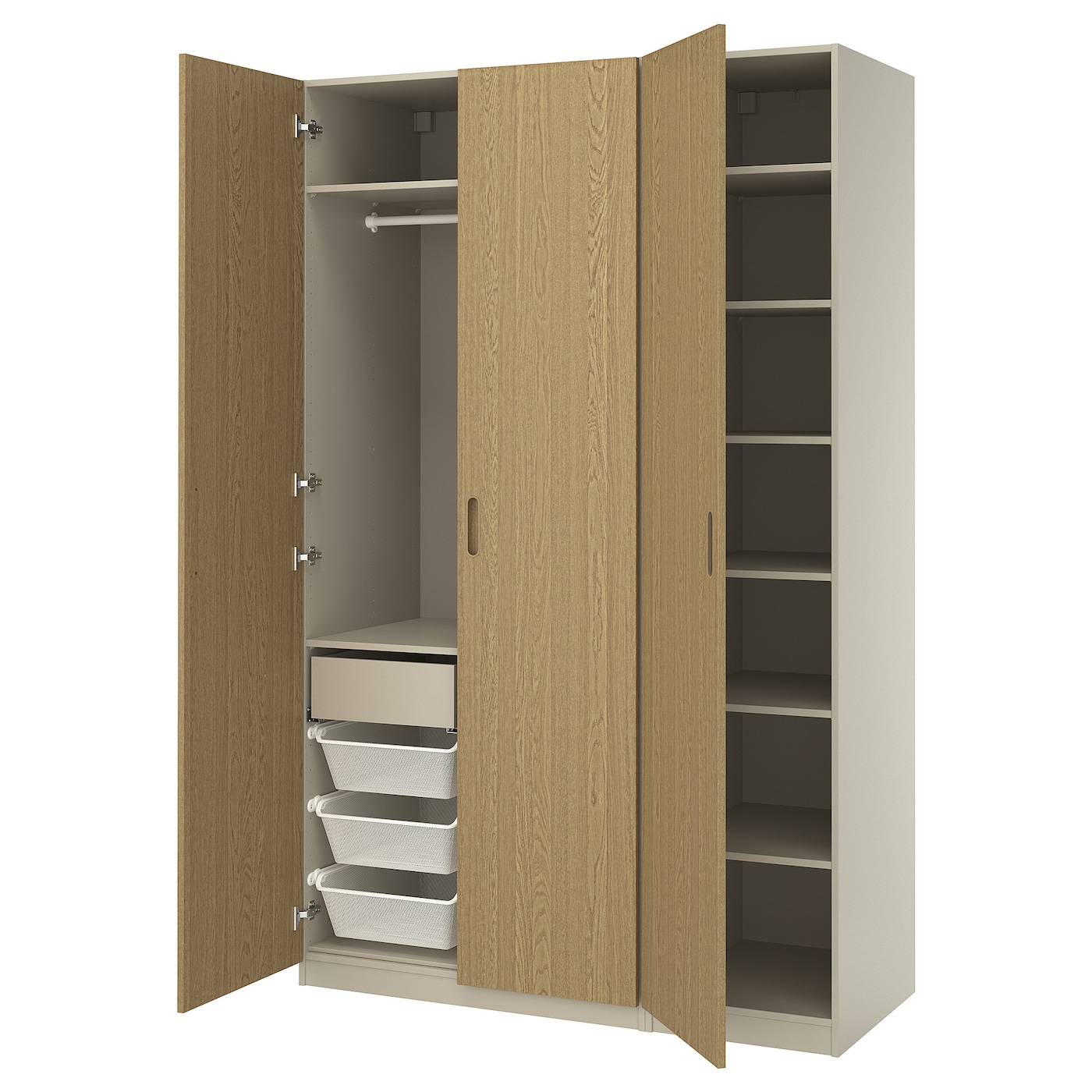 IKEA PAX / TONSTAD kombinacja szafy, szarobeżowy/okl dęb, 150x60x236 cm
