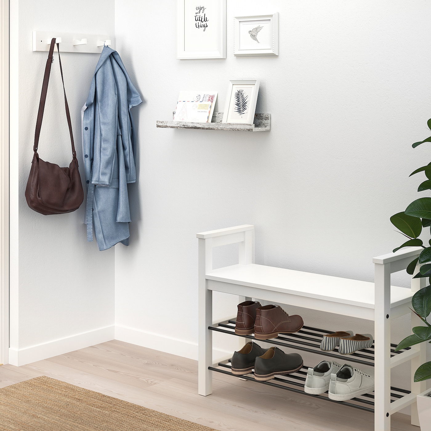 IKEA MOSSLANDA półka na zdjęcia, biały imitacja bejcowana sosna, 55 cm