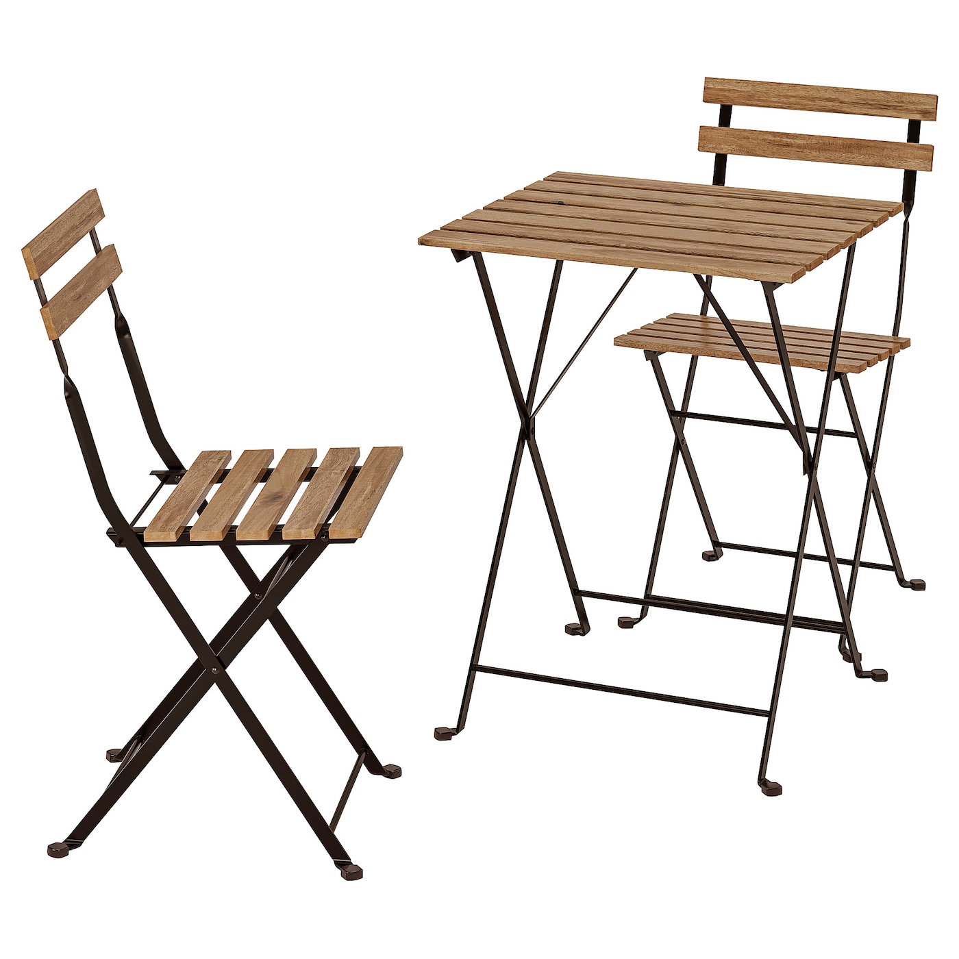 IKEA TÄRNÖ stół+2 krzesła, na zewnątrz, Tärnö czarny/bejca jasnobrązowa