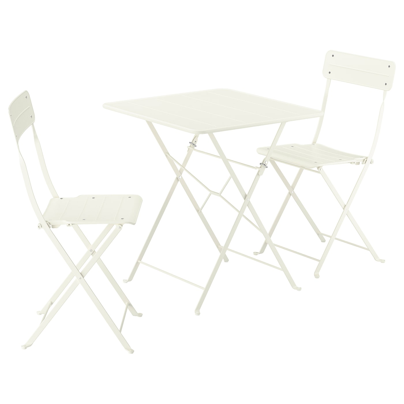 IKEA SUNDSÖ stół i 2 składane krzesła, zewnętrzne kremowy/kremowy, 65x65 cm