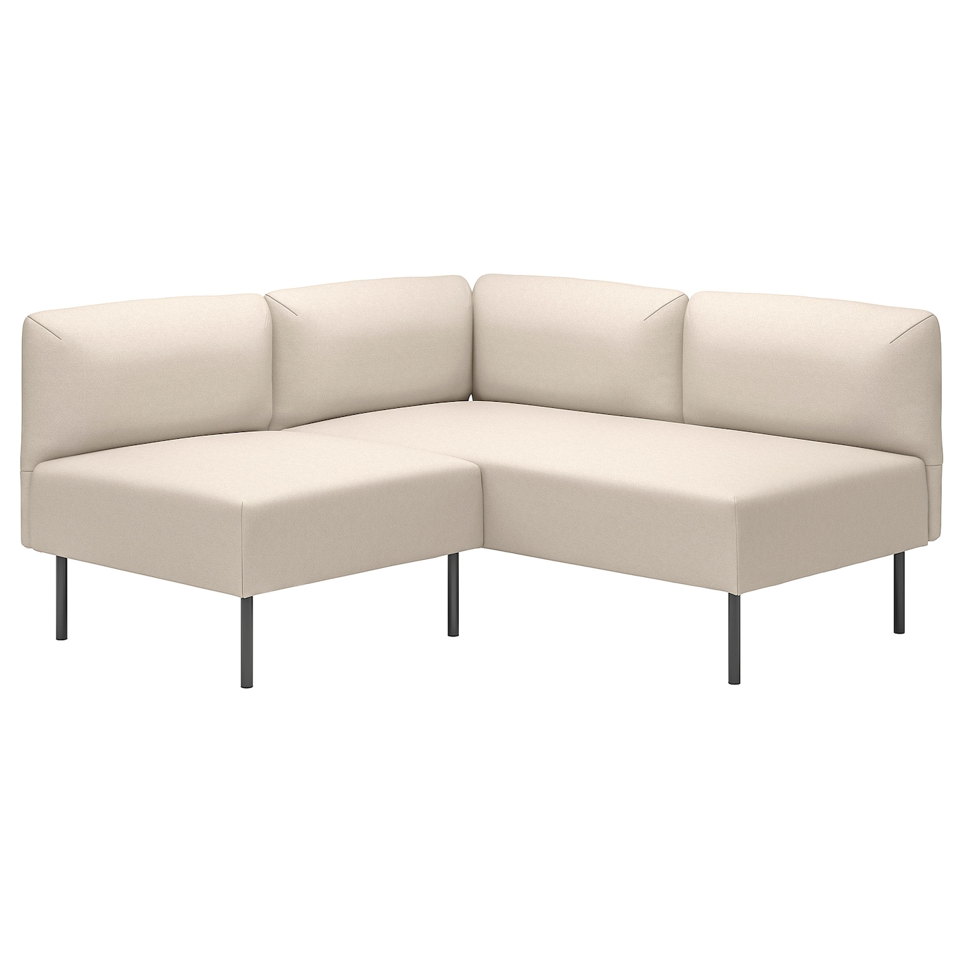 IKEA LILLEHEM modułowa sofa narożna, 2-osobowa, Vissle beżowy/metal, Głębokość: 76 cm