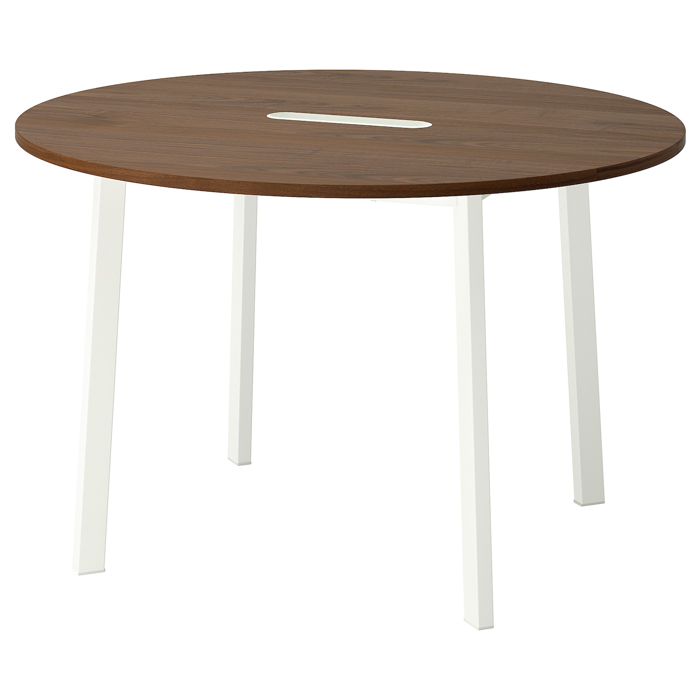 IKEA MITTZON stół konferencyjny, okrągły okleina orzechowa/biały, 120x75 cm