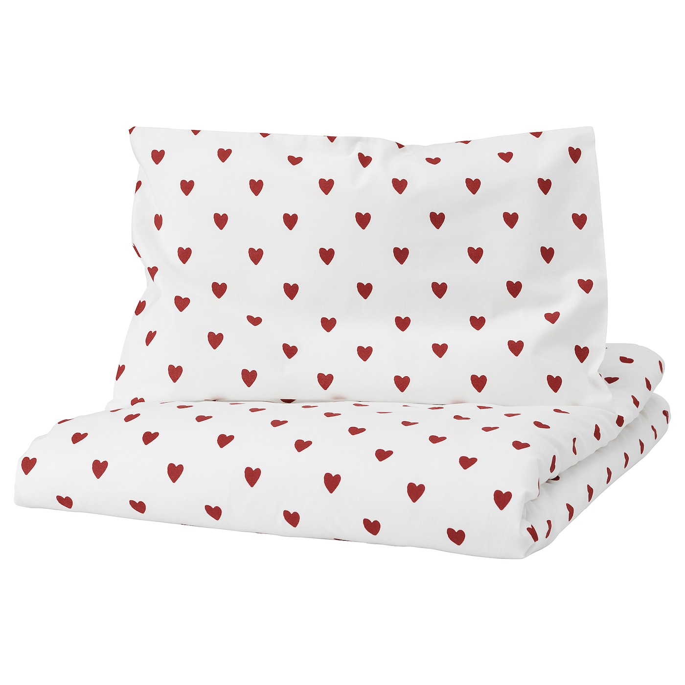 IKEA BARNDRÖM poszwa 1 poszewka do łóżeczka, wzór serce/biały czerwony, 110x125/35x55 cm