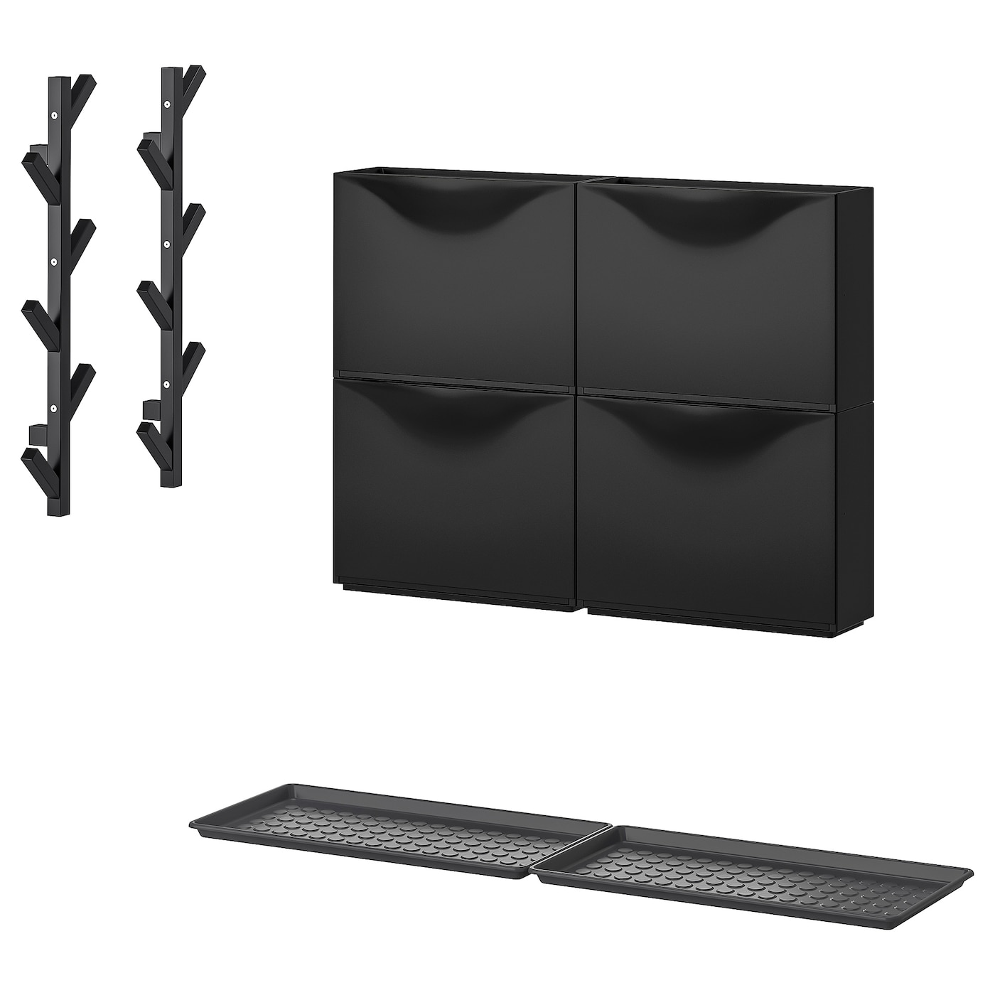 IKEA TRONES / BAGGMUCK zestaw mebli do przedpokoju, 6 szt, czarny/szary