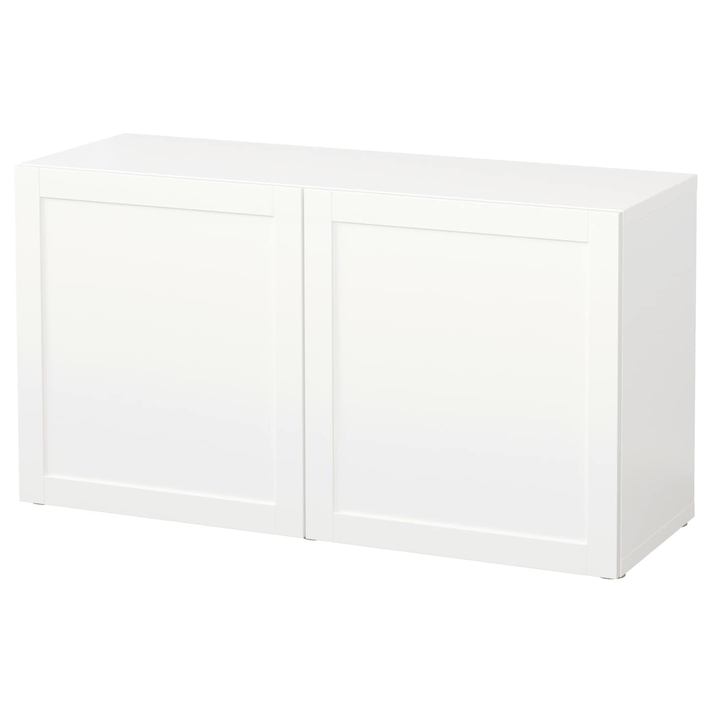 IKEA BESTÅ szafka z drzwiczkami, biały/Hanviken biały, 120x42x64 cm