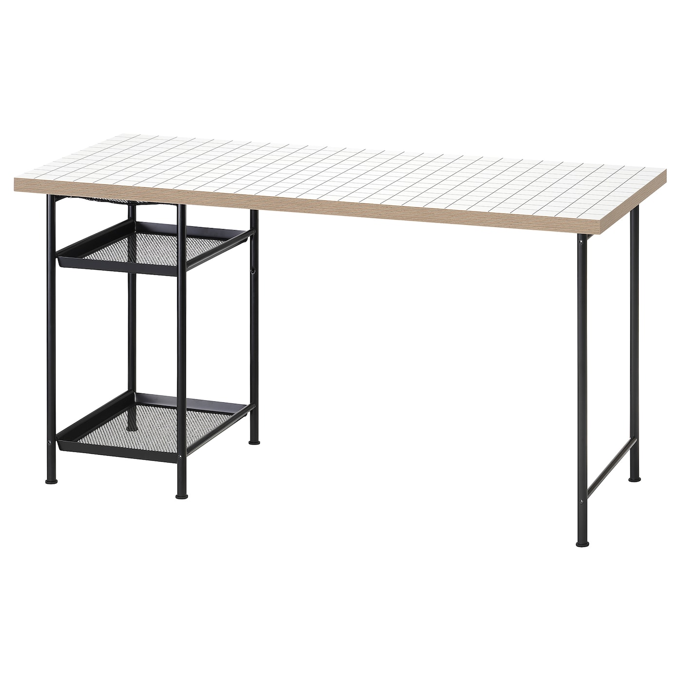IKEA LAGKAPTEN / SPÄND biurko, biały antracyt/czarny, 140x60 cm