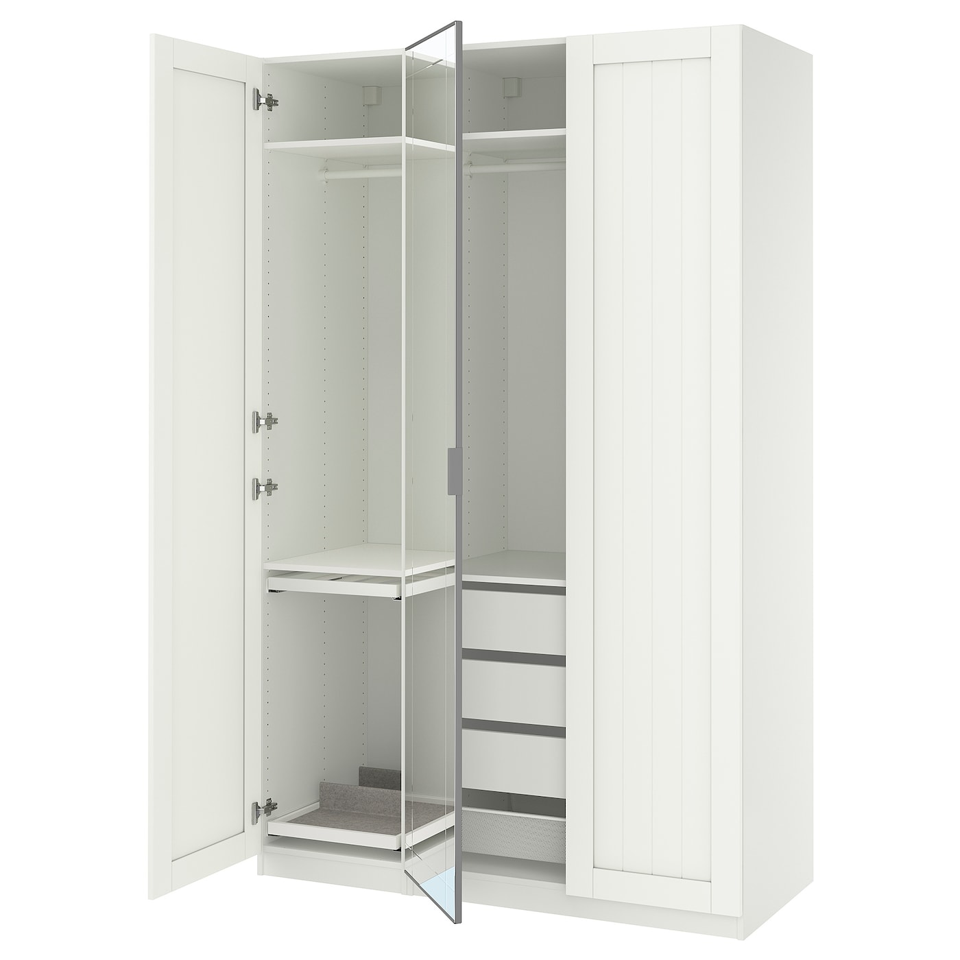 IKEA PAX / KAMMARTORP/GULLABERG kombinacja szafy, biały lustro/szary biały, 150x60x236 cm