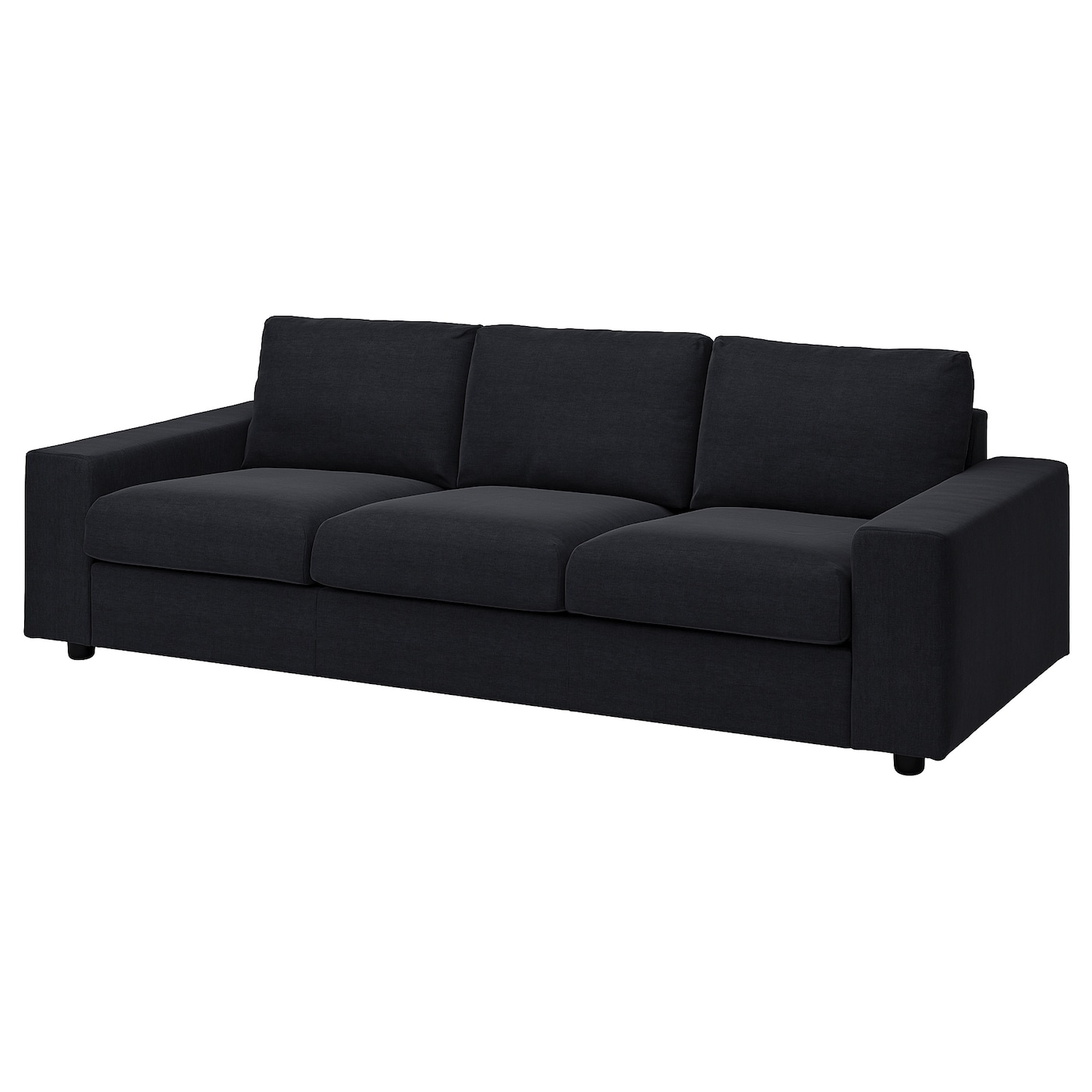 IKEA VIMLE sofa 3-osobowa, z szerokimi podłokietnikami/Saxemara czarnoniebieski, Wysokość z poduchami oparcia: 83 cm