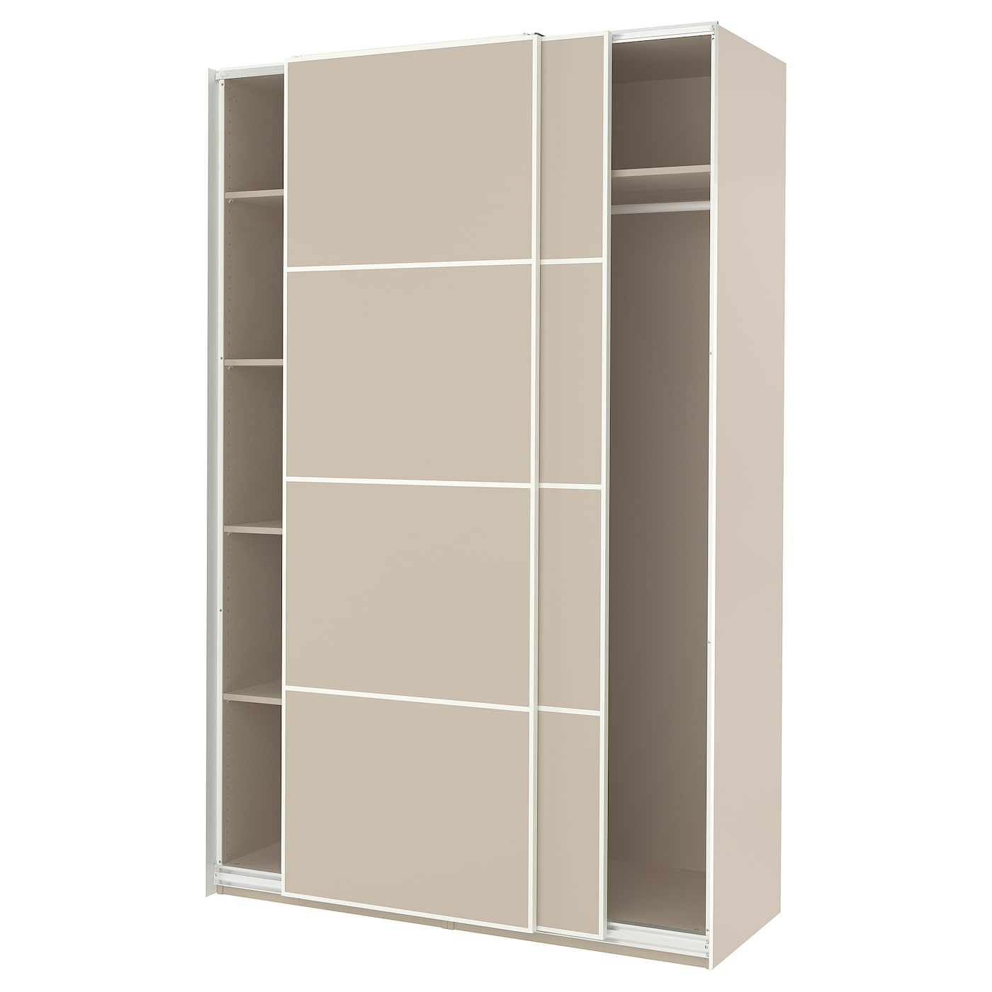 IKEA PAX / MEHAMN szafa z przesuwanymi drzwiami, szarobeżowy/2str szarobeżowy, 150x66x236 cm
