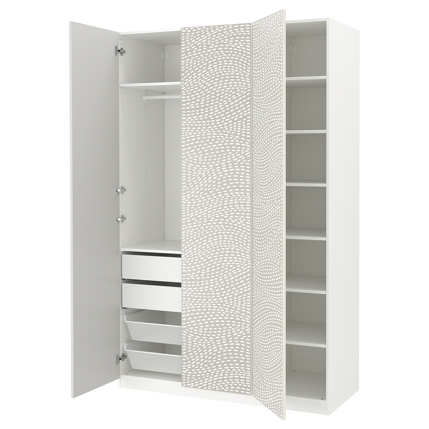 IKEA PAX / MISTUDDEN kombinacja szafy, biały/szary wzór, 150x60x236 cm