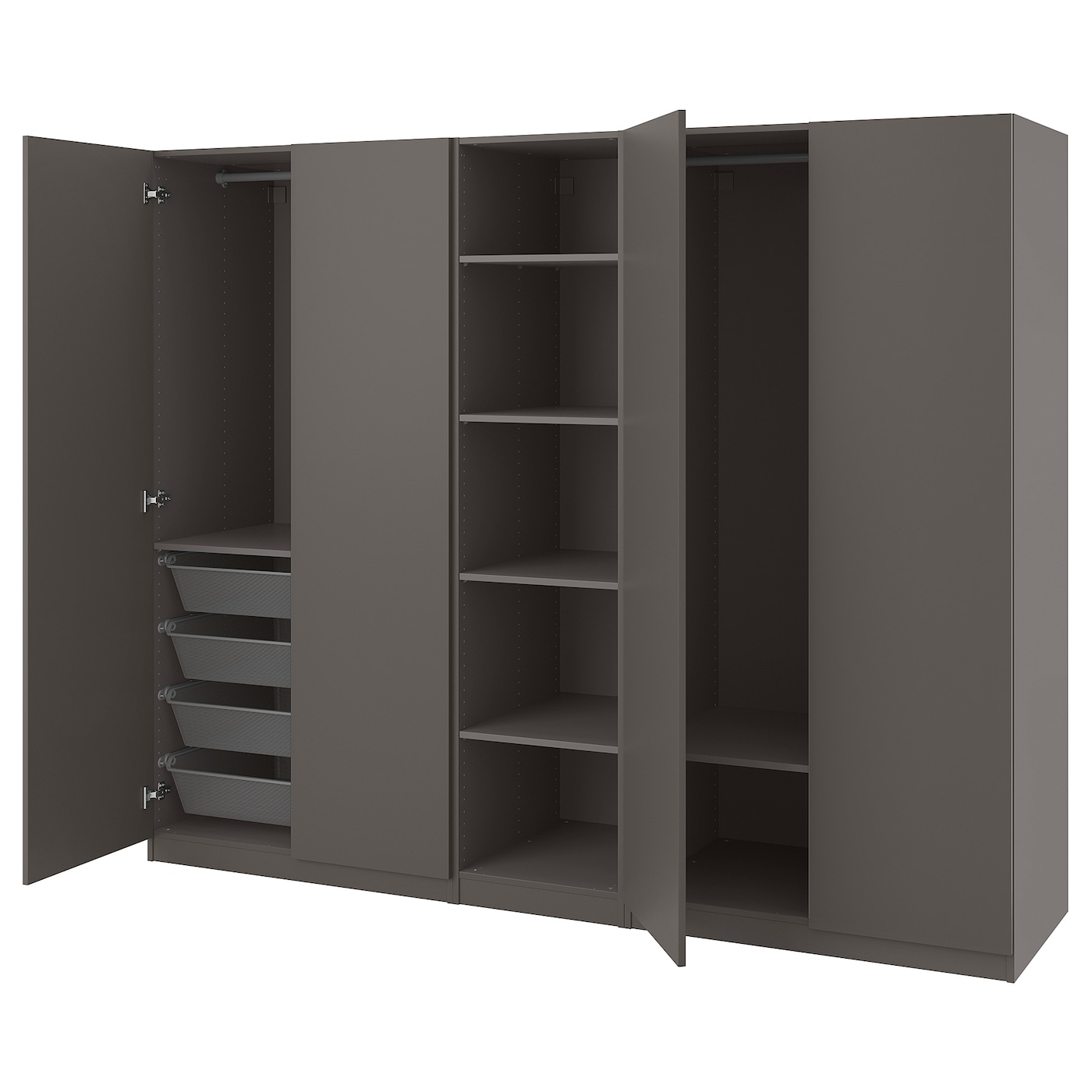 IKEA PAX / FORSAND szafa, ciemnoszary/ciemnoszary, 250x60x201 cm