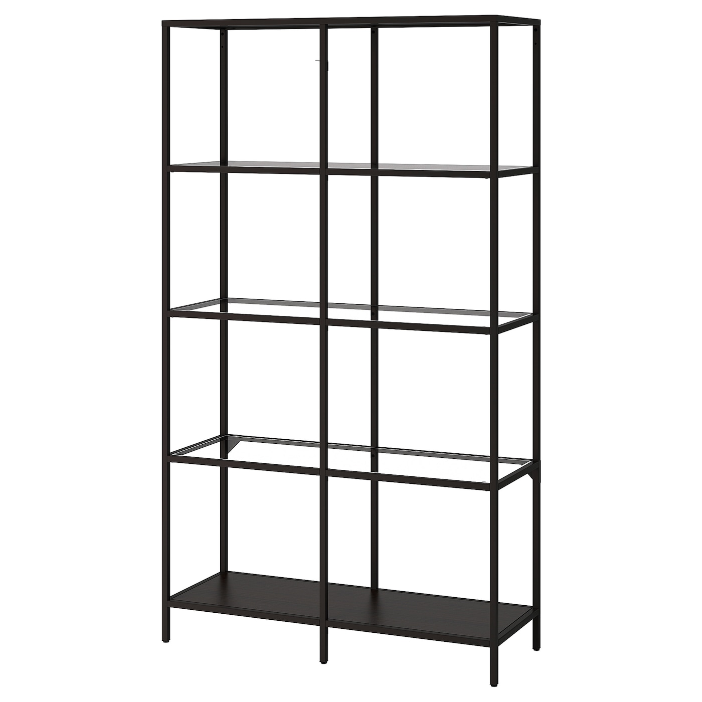 IKEA VITTSJÖ regał, czarnobrąz/szkło, 100x175 cm