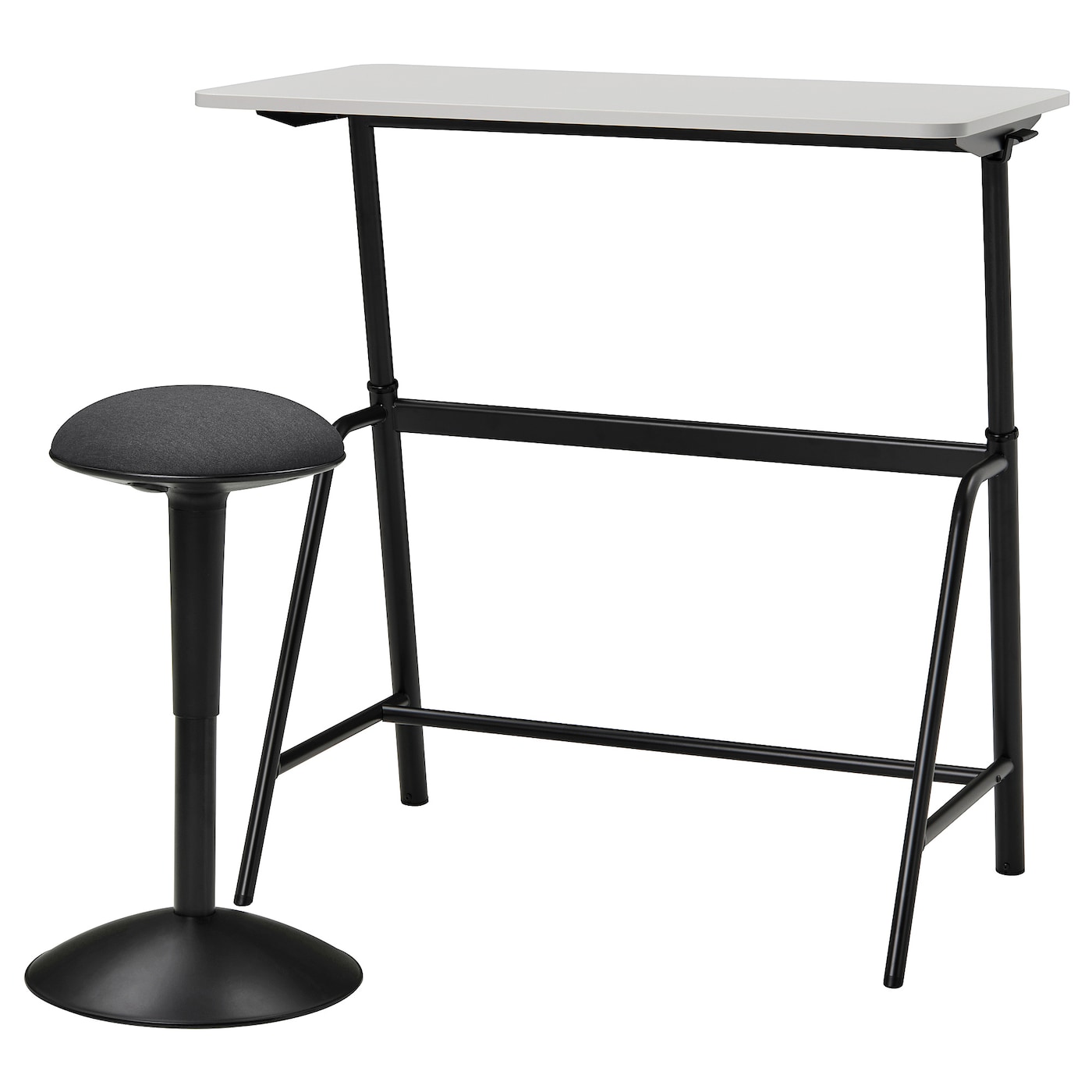 IKEA GLADHÖJDEN / NILSERIK stół + stołek do siedzenia/stania, antracyt/szary