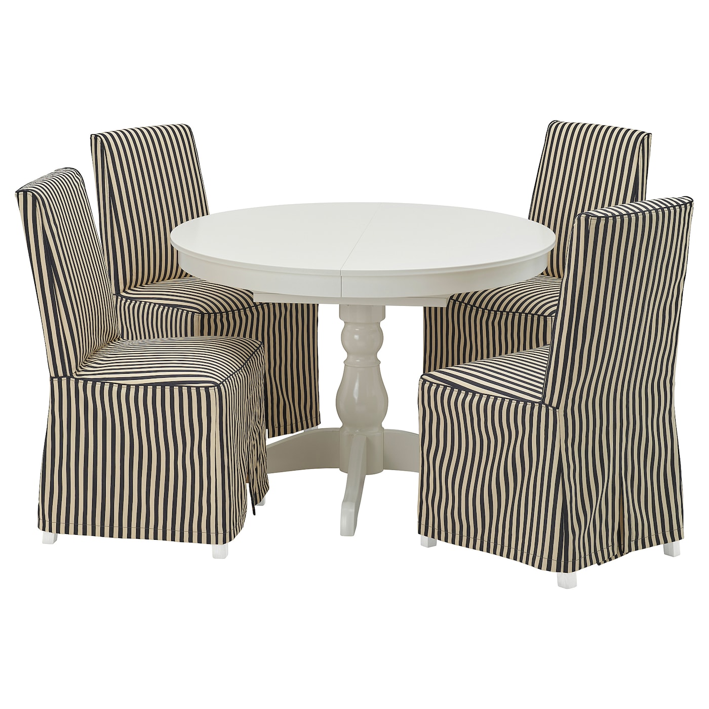 IKEA INGATORP / BERGMUND stół i 4 krzesła, biały/biały czarny/biały, 110/155 cm