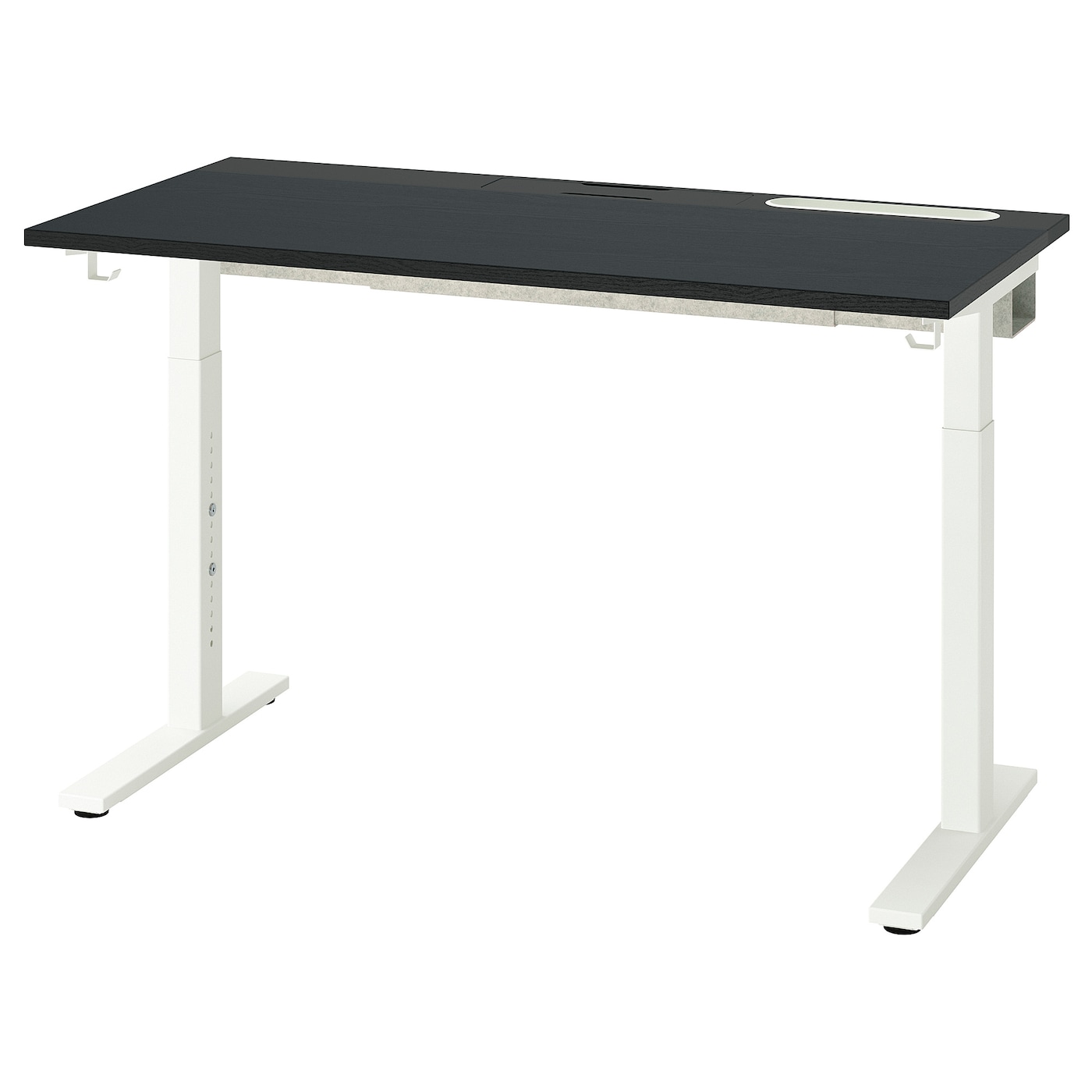 IKEA MITTZON biurko, bejcowane na czarno okleina jesionowa/czarny biały, 120x60 cm
