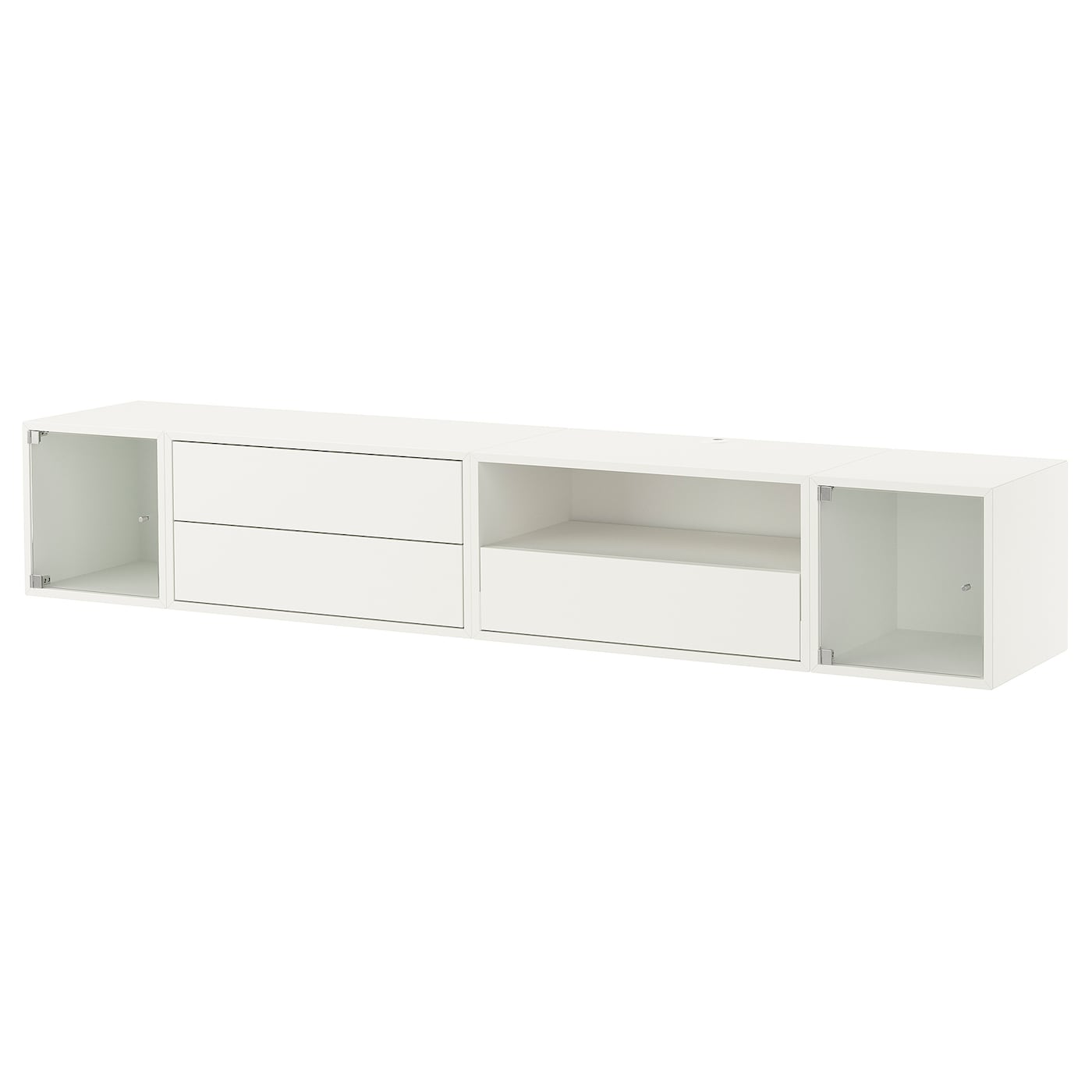 IKEA EKET szafka na TV,hifi, biały/szkło bezbarwne, 210x35x35 cm