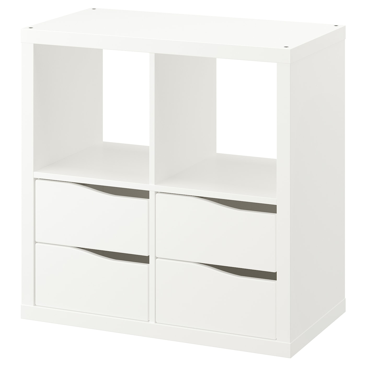 IKEA KALLAX regał, z 4 szufladami fala/biały, 77x77 cm