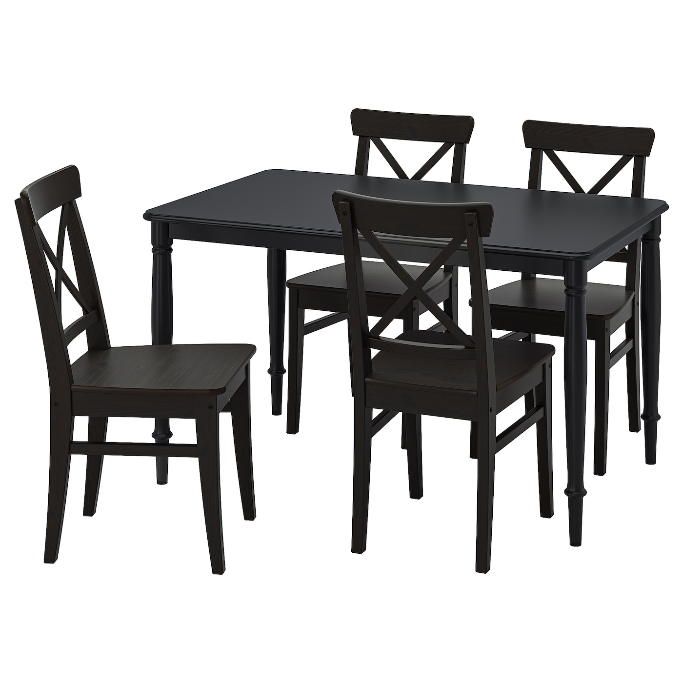IKEA DANDERYD / INGOLF stół i 4 krzesła, czarny/brązowoczarny, 130 cm