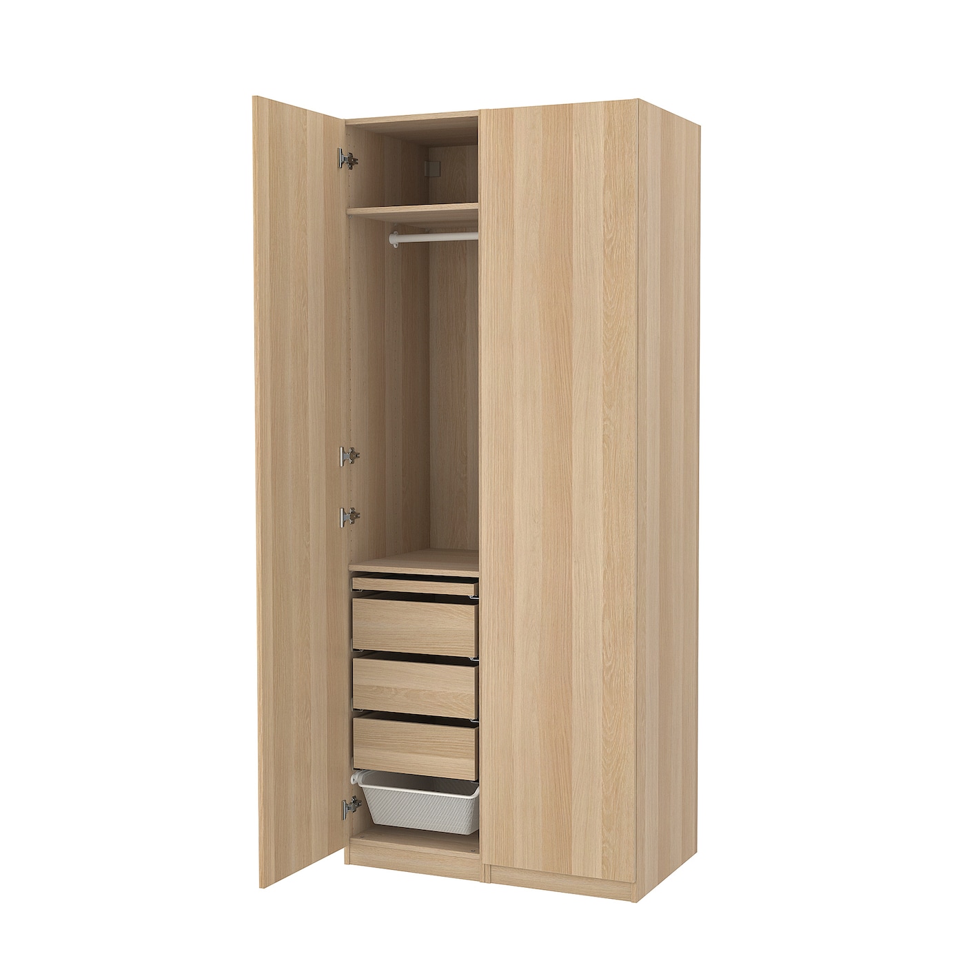 IKEA PAX / FORSAND kombinacja szafy, imitacja dębu bejcowanego na biało/imitacja dębu bejcowanego na biało, 100x60x236 cm