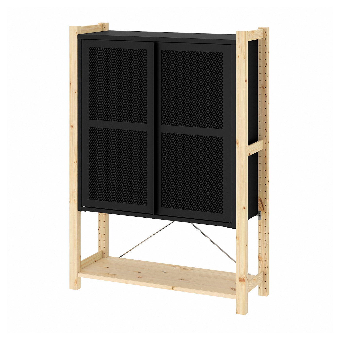 IKEA IVAR szafka/drzwi, sosna/czarny siatka, 89x30x124 cm