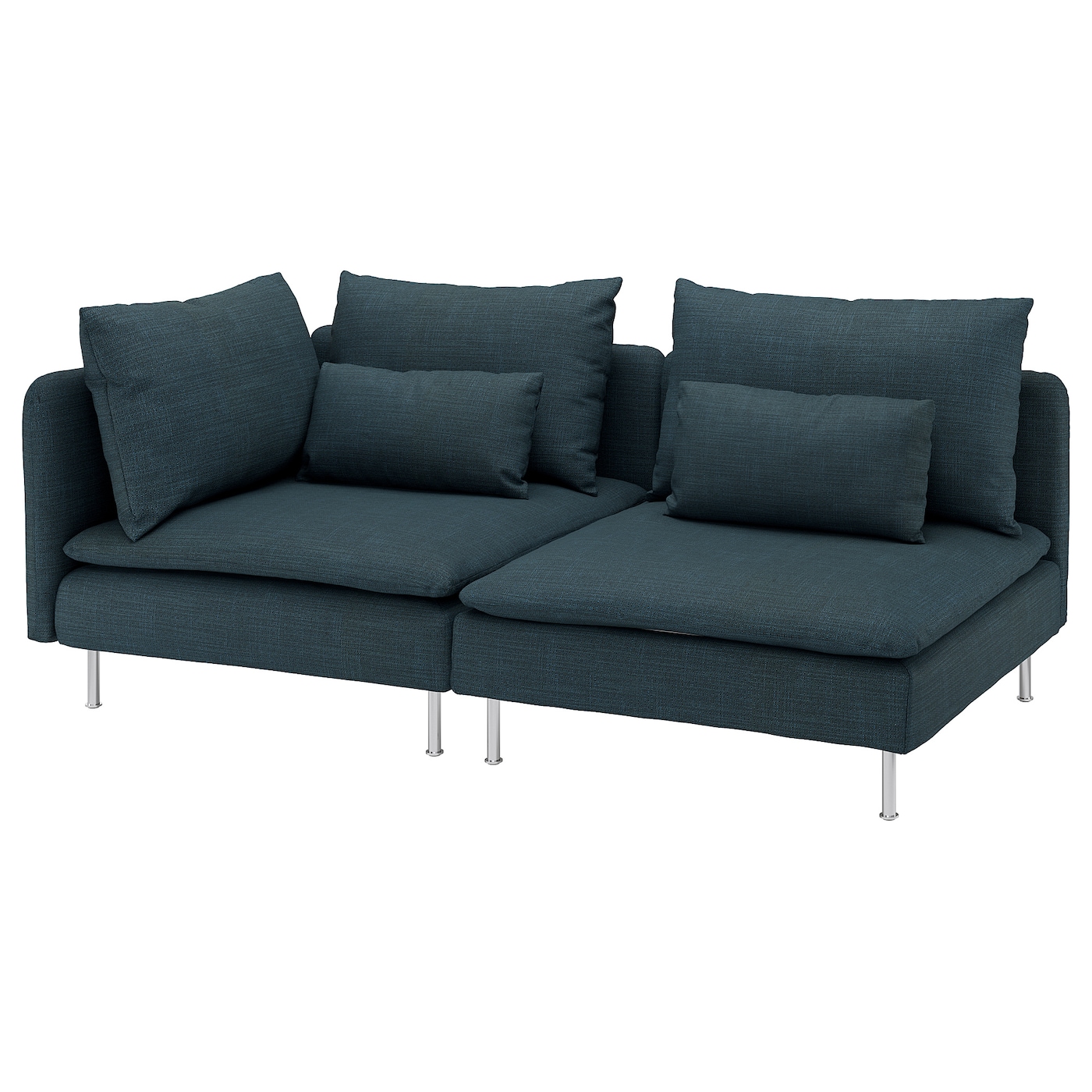 IKEA SÖDERHAMN sofa 3-osobowa, z otwartym końcem/Hillared granatowy, Wysokość z poduchami oparcia: 83 cm