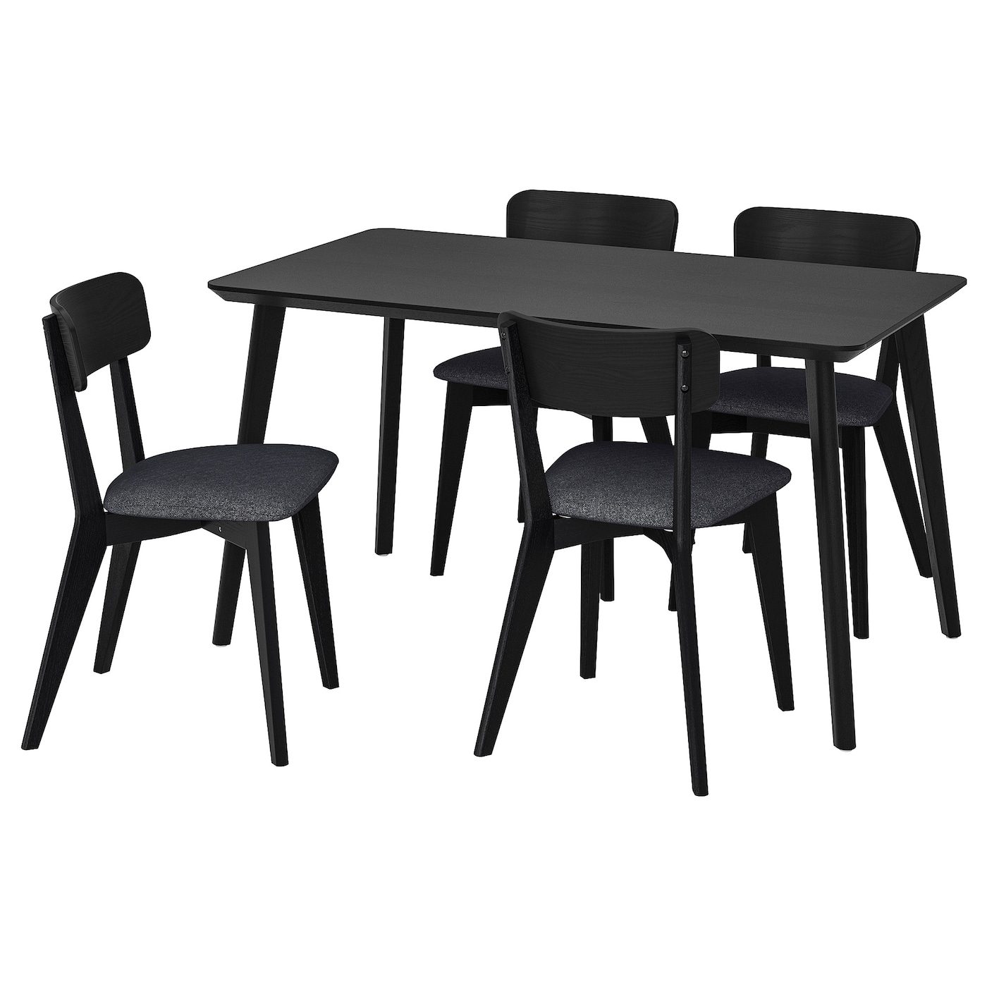 IKEA LISABO / LISABO stół i 4 krzesła, czarny/Tallmyra czarny/szary, 140x78 cm