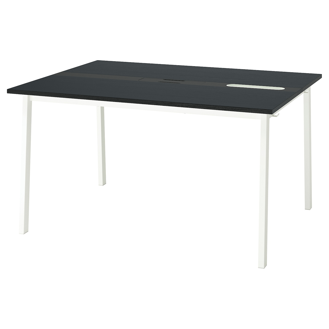IKEA MITTZON stół konferencyjny, okl jesionowa bejcowana na czarno/czarny biały, 140x108x75 cm