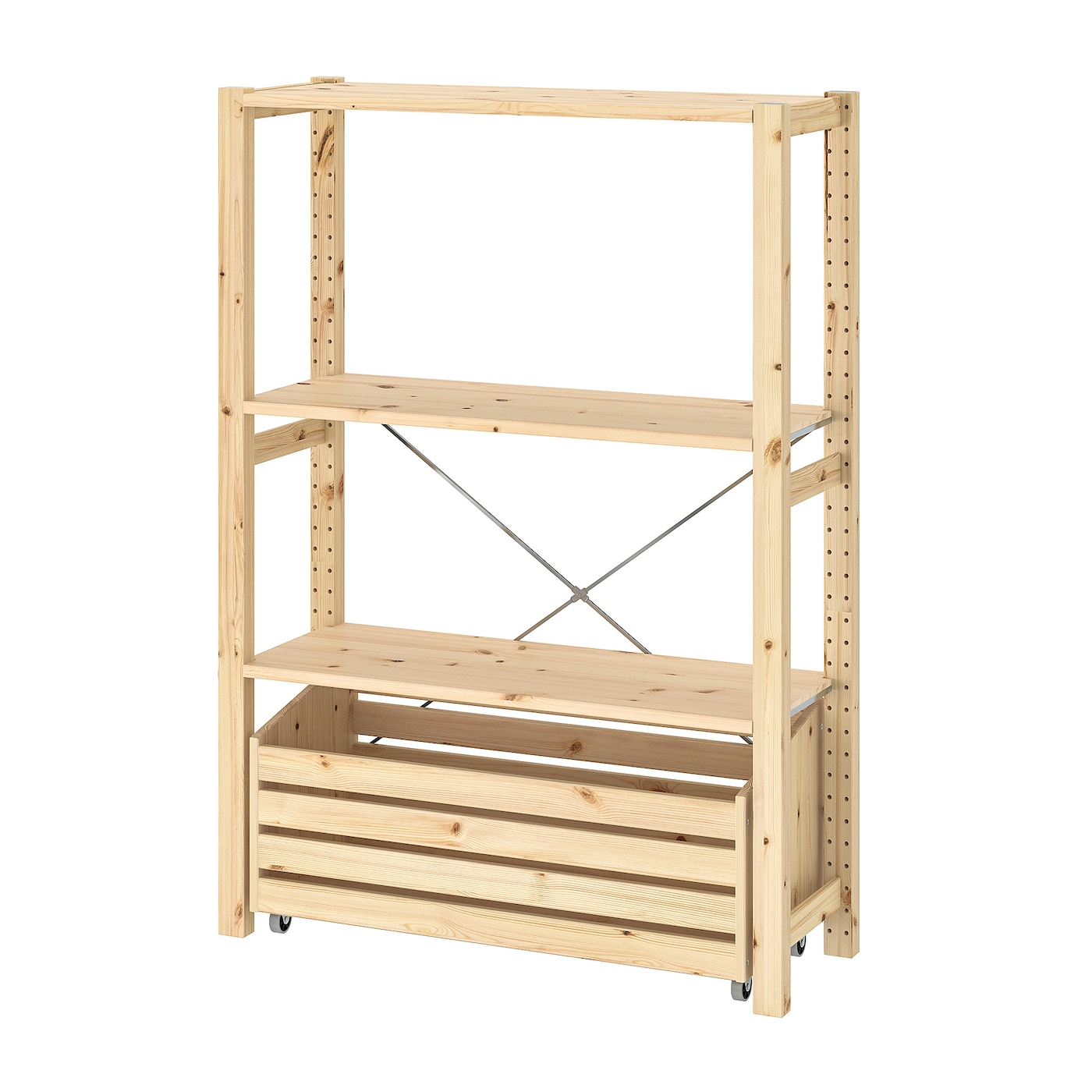 IKEA IVAR regał z pojemnikiem, sosna, 89x30x124 cm