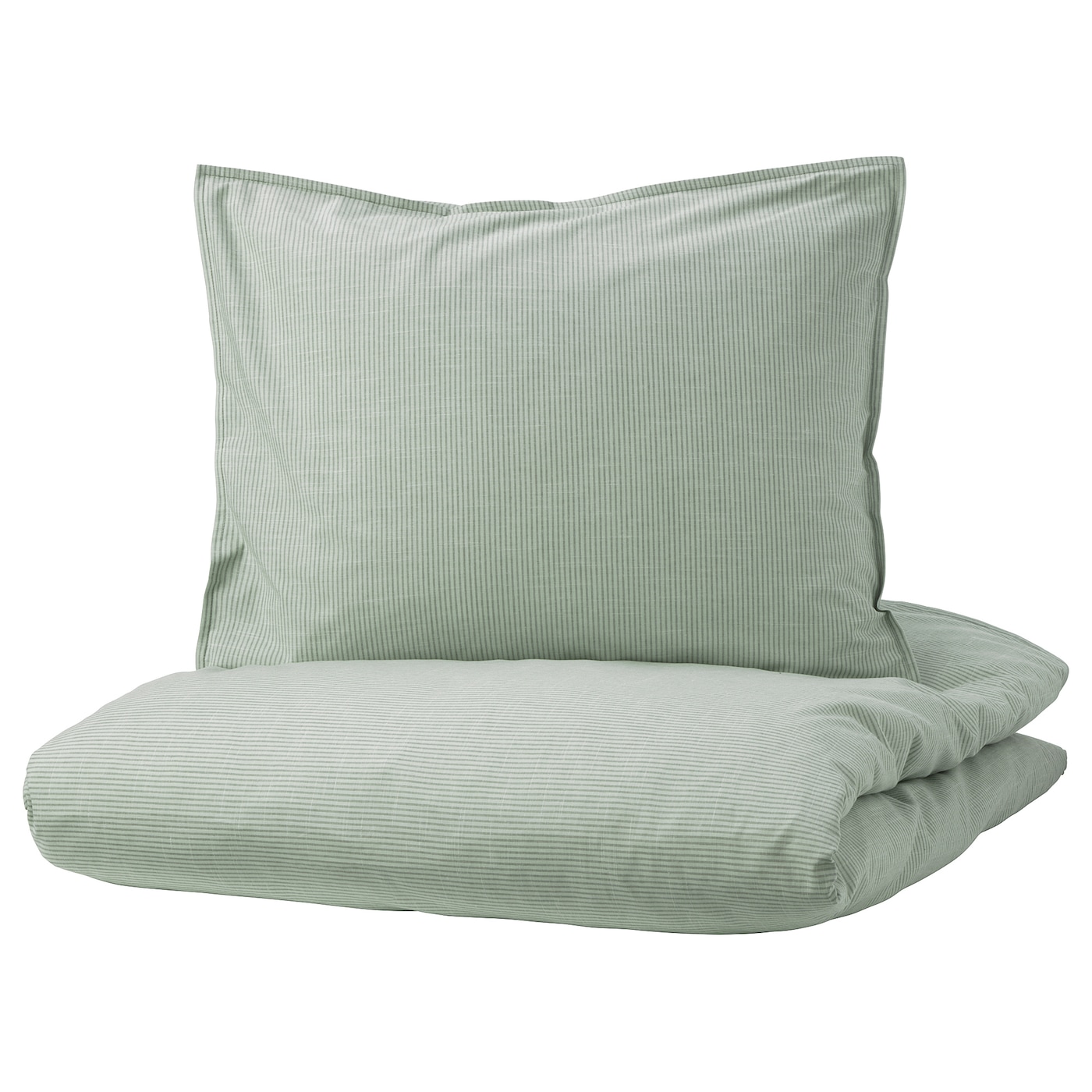 IKEA BERGPALM poszwa na kołdrę i 2 poszewki, zielony/paski, 200x200/50x60 cm