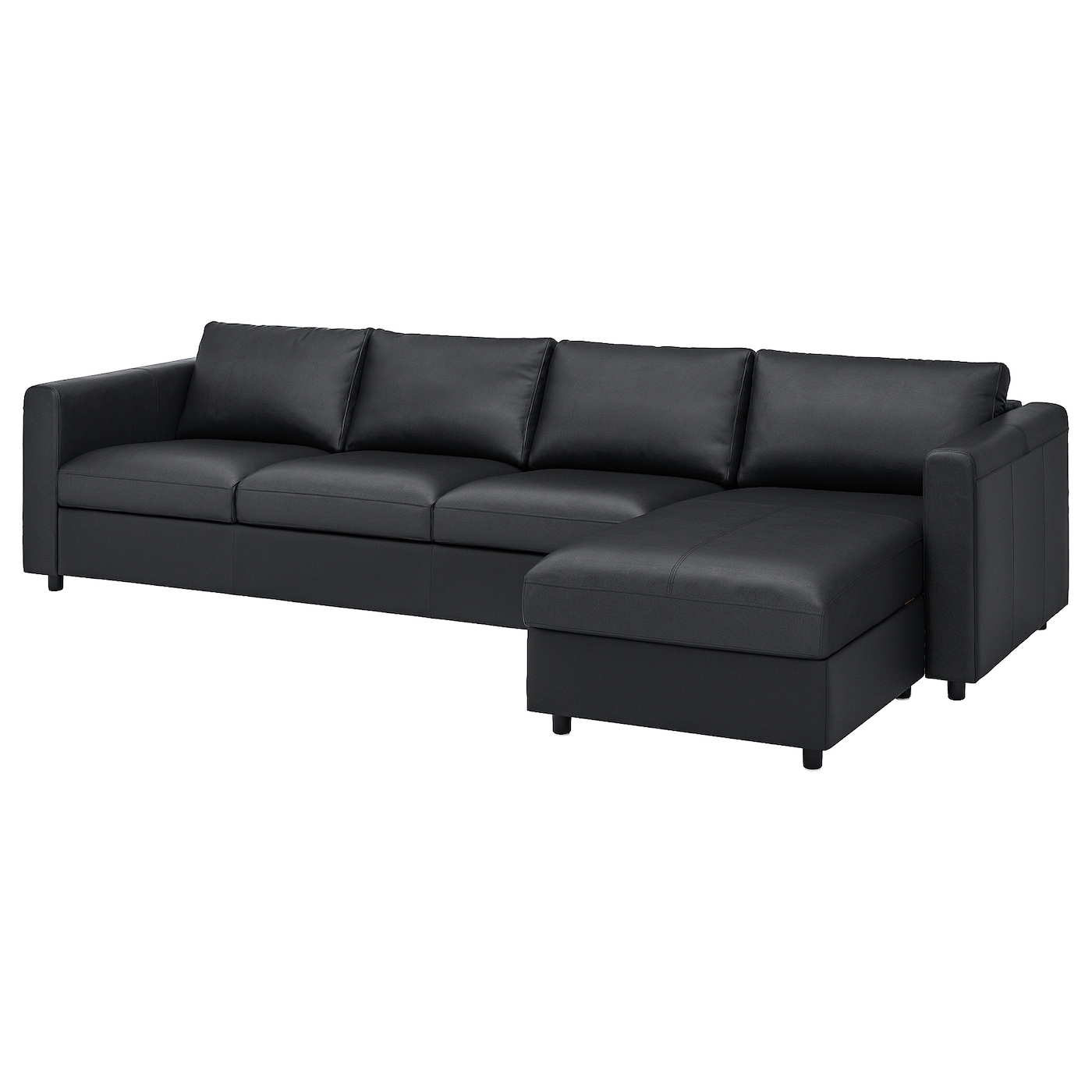 IKEA VIMLE sofa 4-osobowa, z szezlongiem/Grann/Bomstad czarny, Wysokość z poduchami oparcia: 80 cm