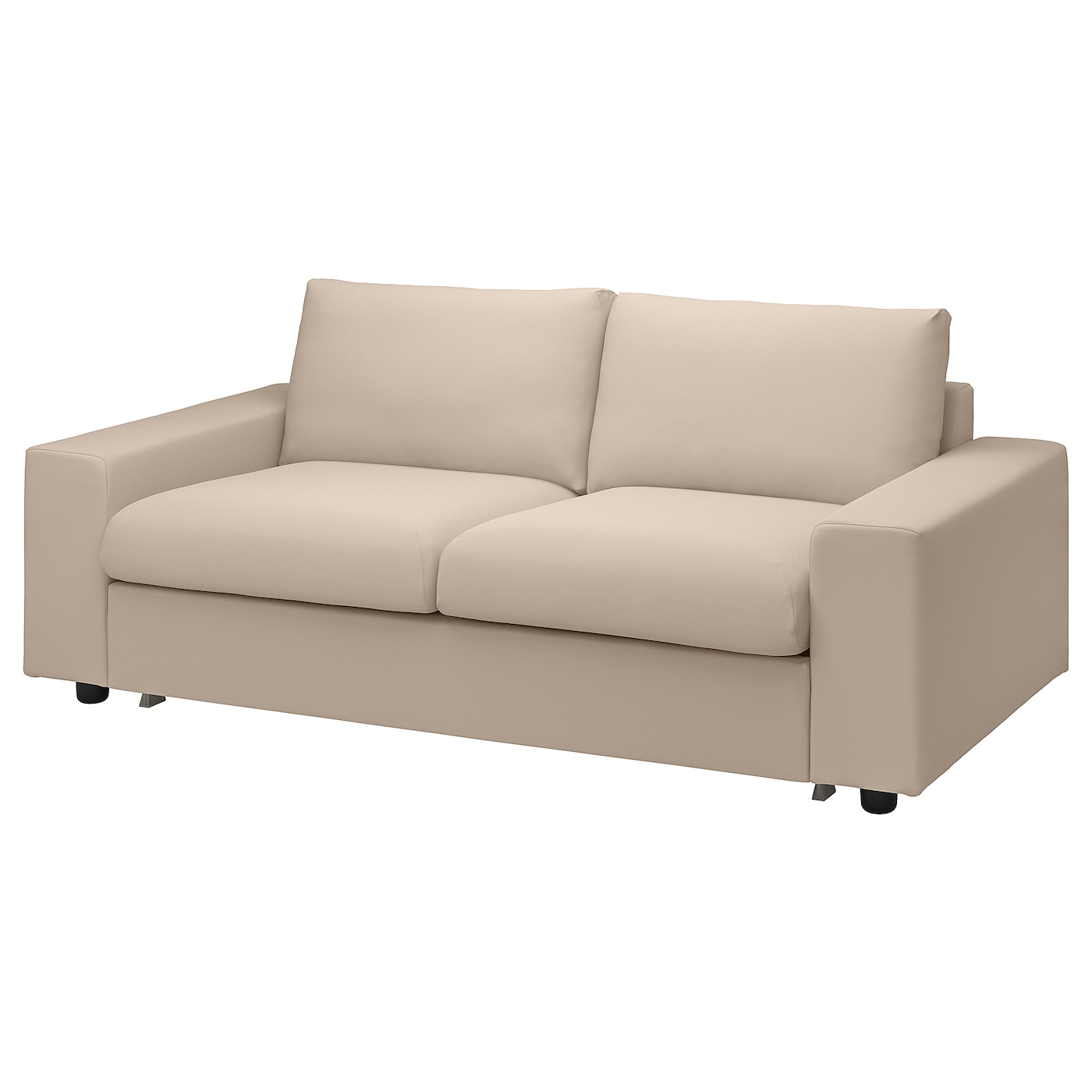 IKEA VIMLE sofa 2-osobowa, rozkładana, z szerokimi podłokietnikami/Hallarp beżowy, Wysokość łóżka: 53 cm