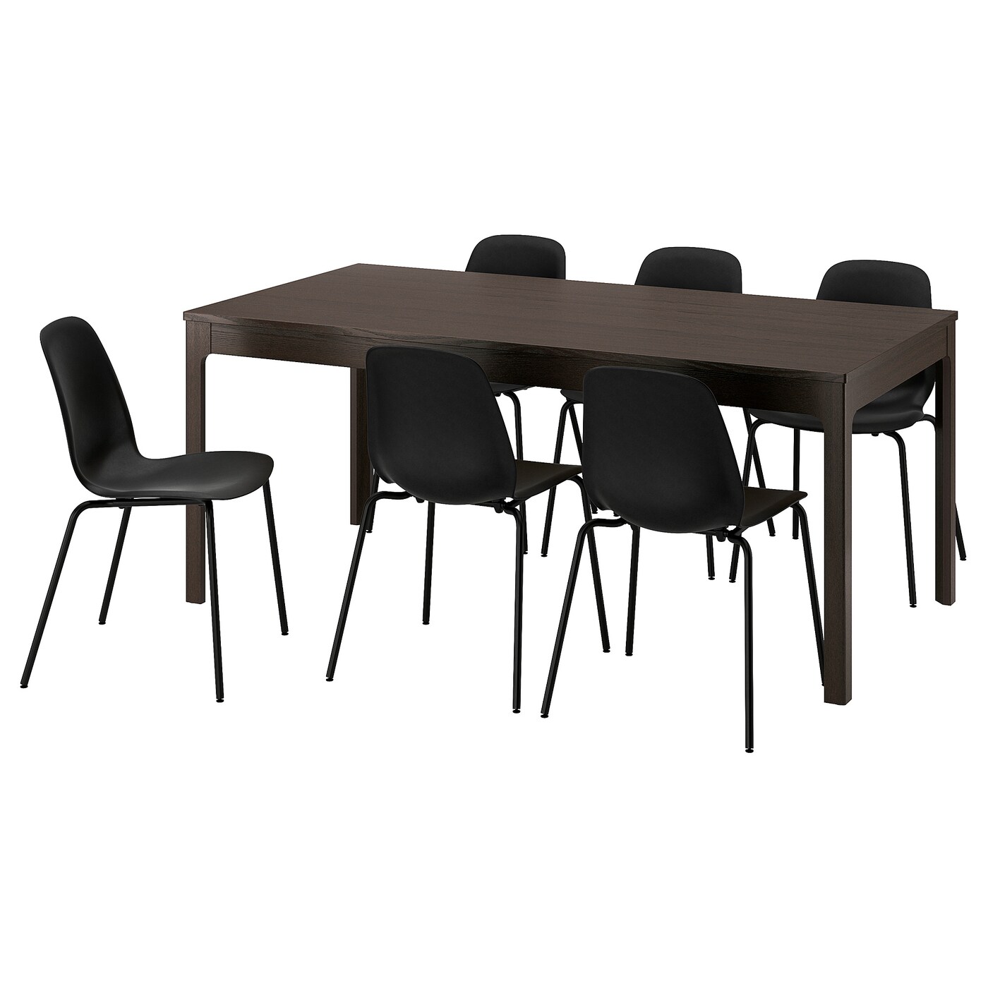 IKEA EKEDALEN / LIDÅS stół i 6 krzeseł, ciemnobrązowy/czarny czarny, 180/240 cm