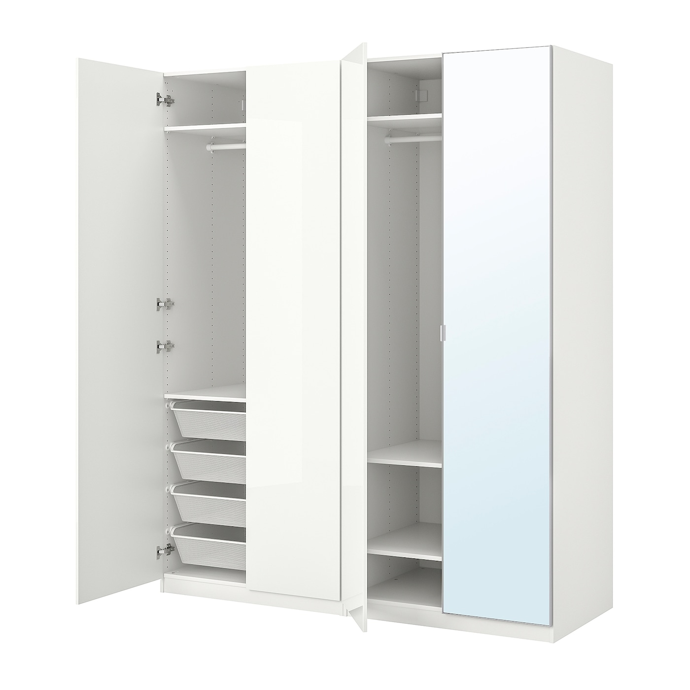 IKEA PAX / FARDAL/ÅHEIM kombinacja szafy, biały połysk/biały lustro, 200x60x236 cm