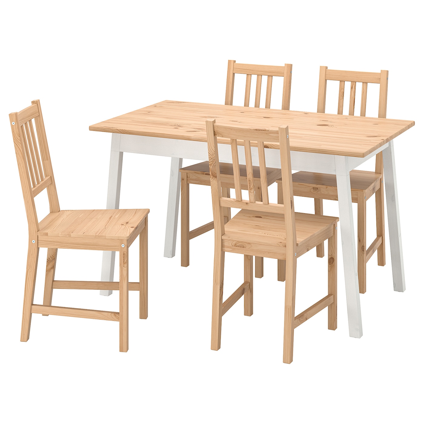 IKEA PINNTORP / PINNTORP stół i 4 krzesła, bejca jasnobrązowa biała bejca/bejca jasnobrązowa, 125 cm