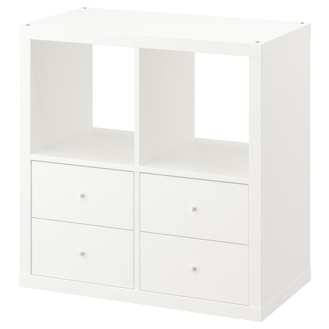 IKEA KALLAX regał, z 4 szufladami/biały, 77x77 cm