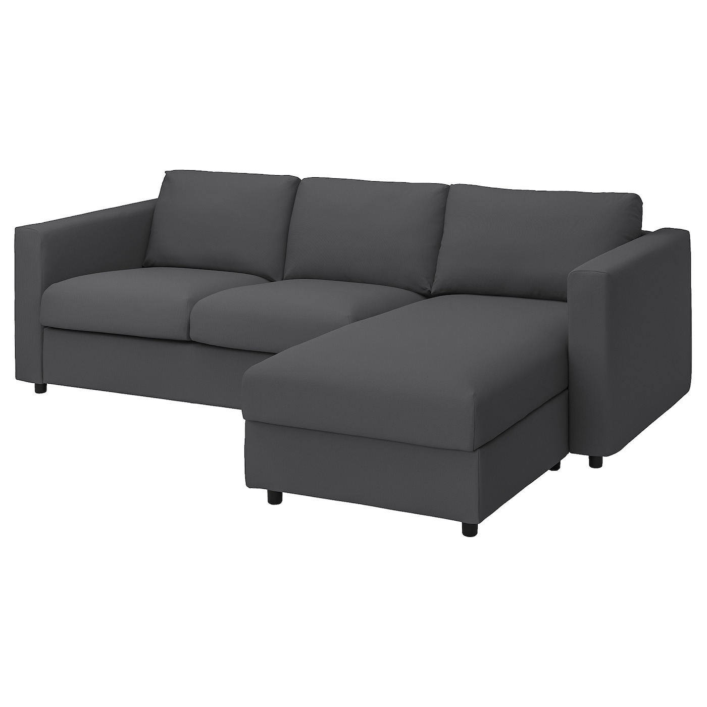 IKEA VIMLE sofa 3-osobowa z szezlongiem, Hallarp szary, Wysokość z poduchami oparcia: 83 cm